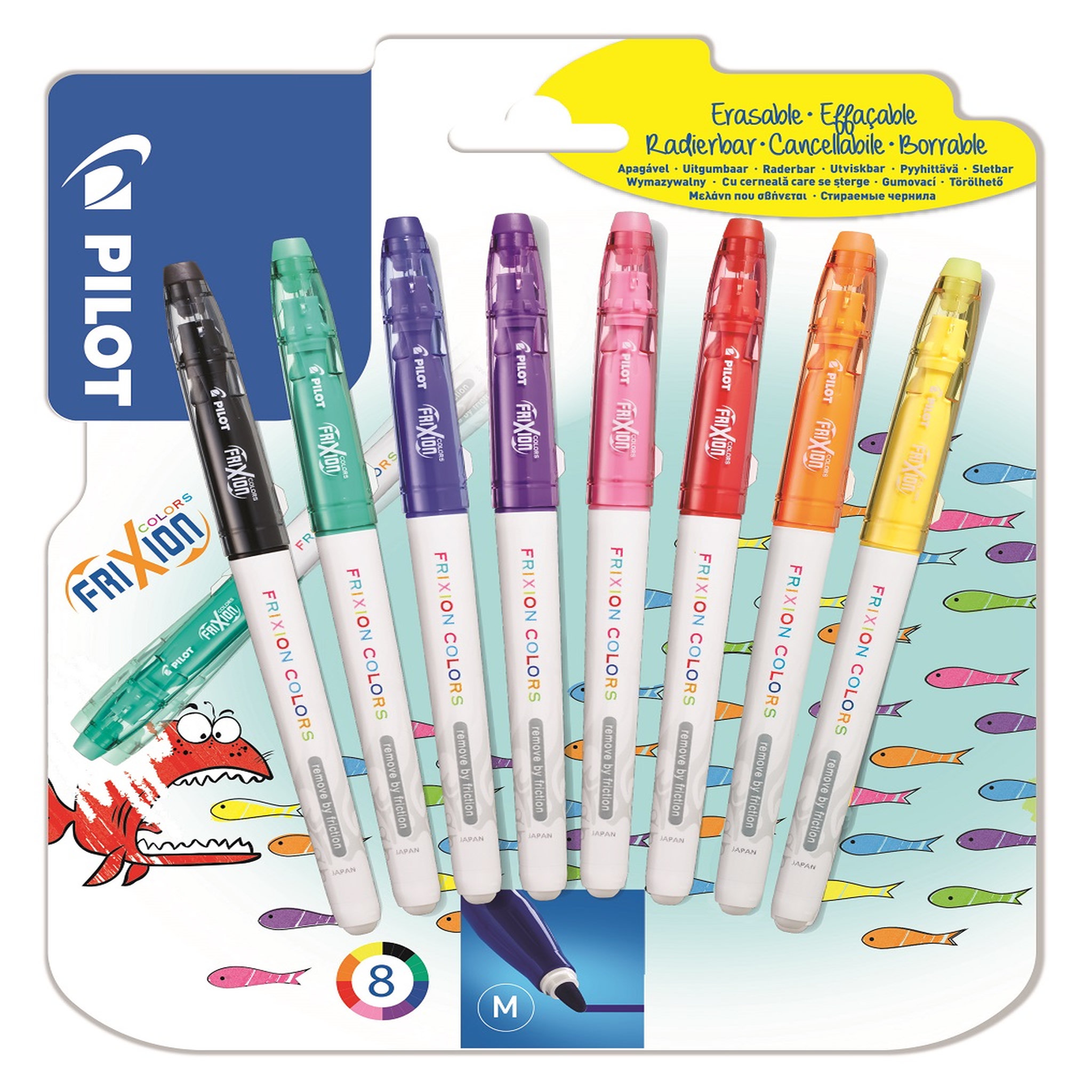 PILOT FriXion Colors - lot de 8 feutres de coloriage effaçables - coloris assortis - pointe moyenne