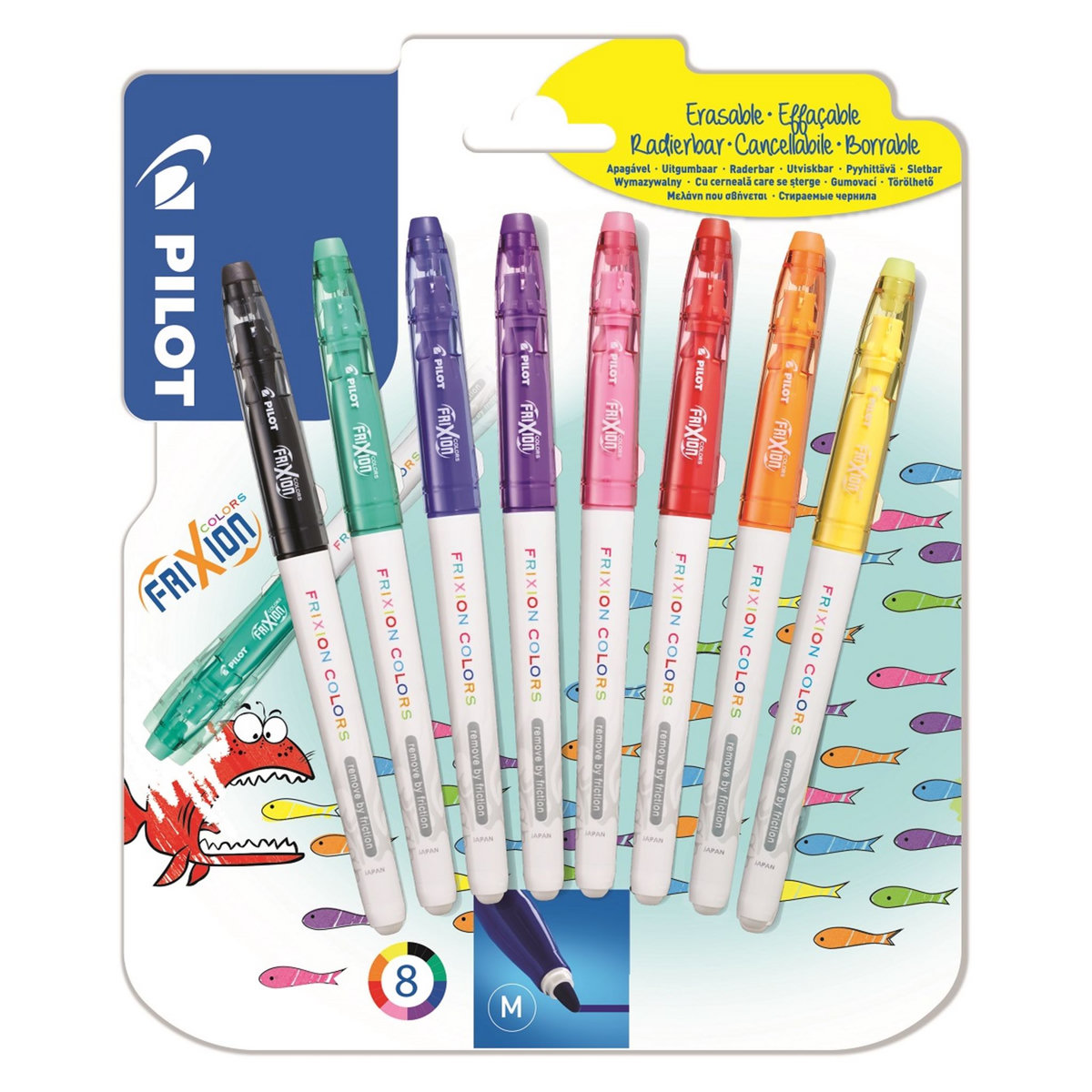 PILOT FriXion Colors - lot de 8 feutres de coloriage effaçables - coloris assortis - pointe moyenne