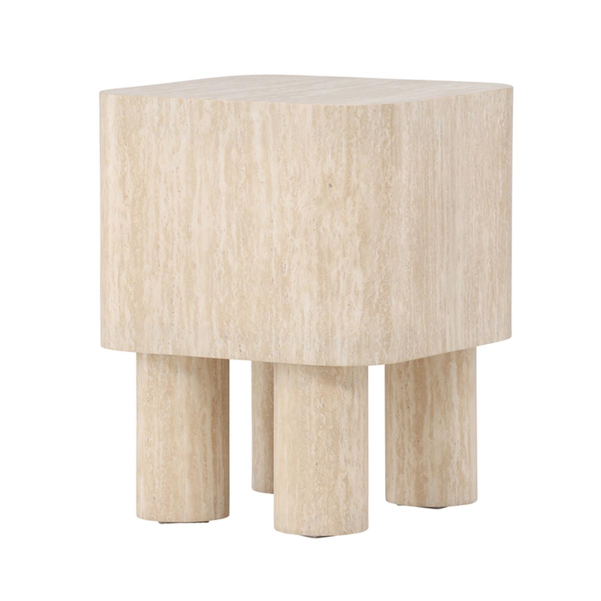 Paris Prix Table d'Appoint Effet Travertin  Klirou  50cm Beige