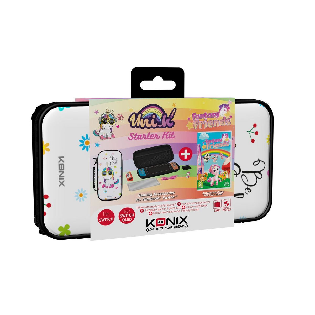 Jeu Fantasy Friends + Sacoche Licorne Nintendo Switch 