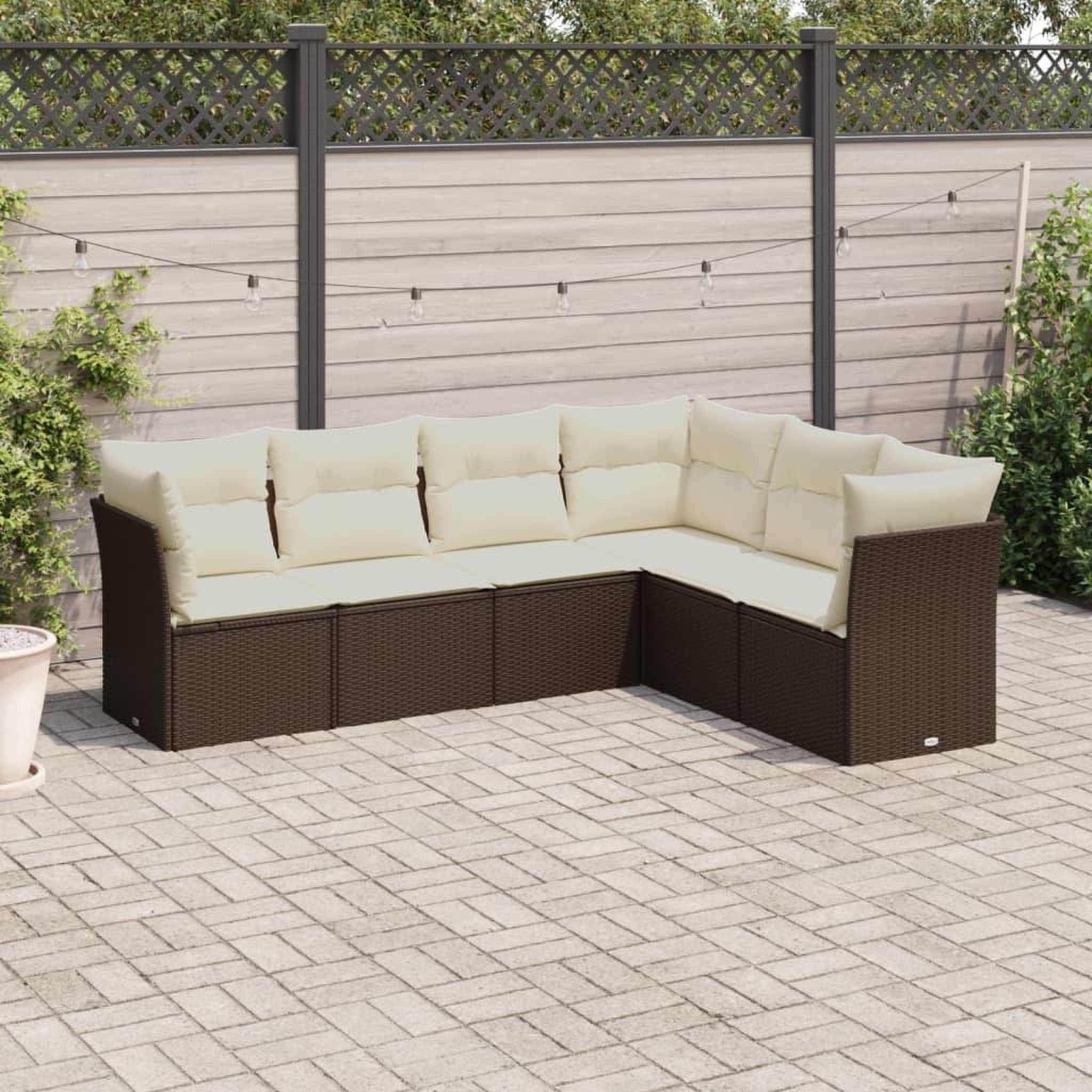VIDAXL Salon de jardin avec coussins 6 pcs marron resine tressee