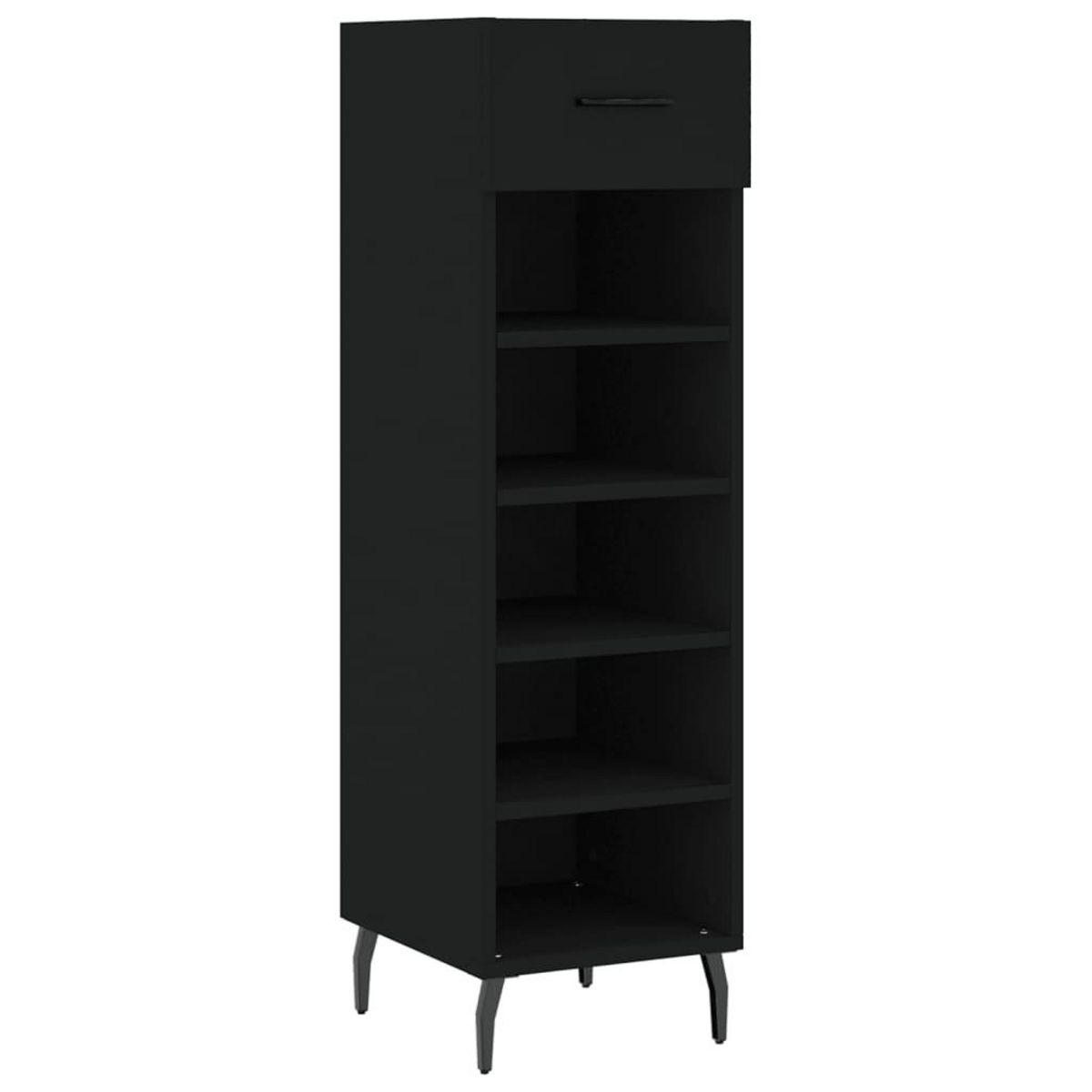 VIDAXL Armoire a chaussures noir 30x35x105 cm bois d'ingenierie