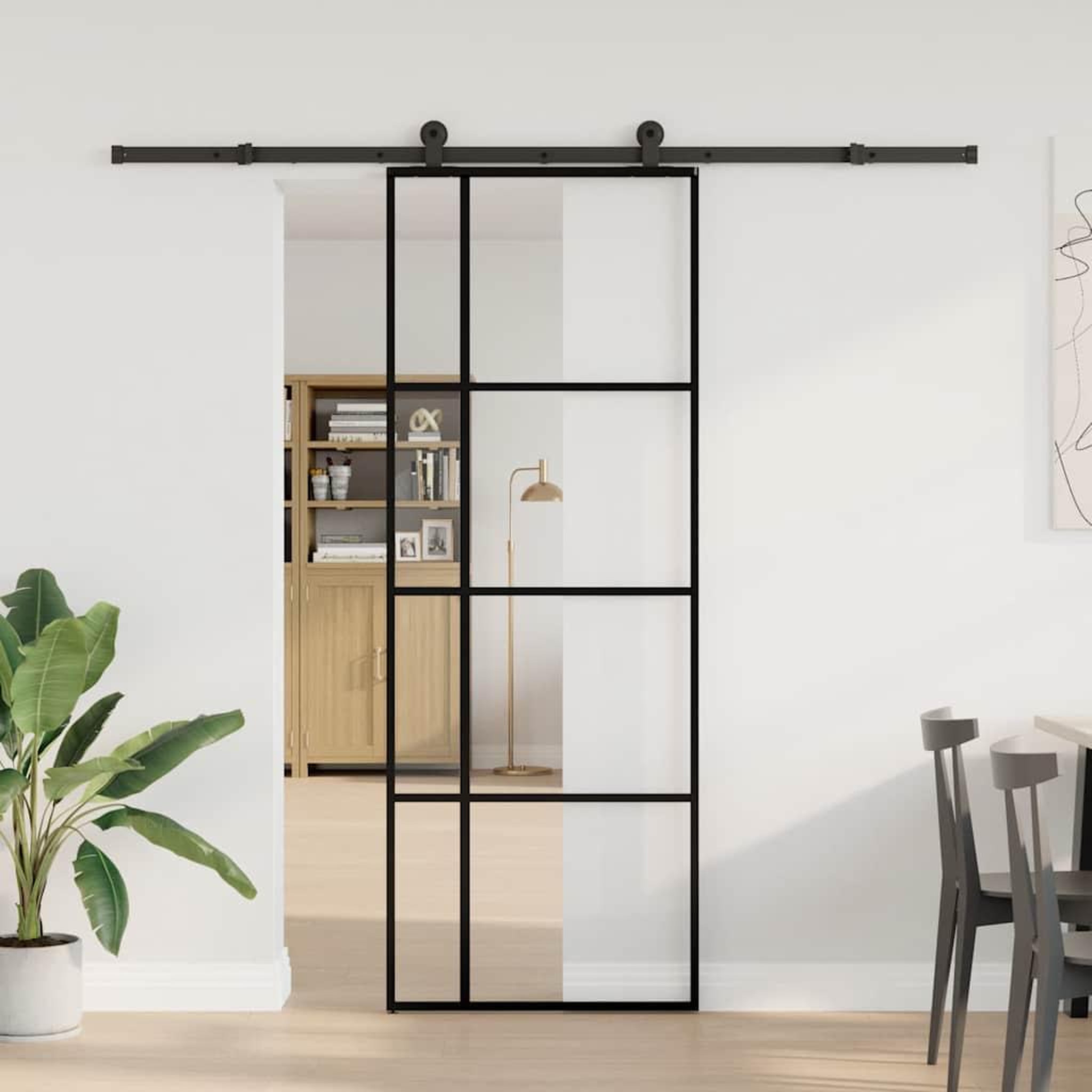 Voir la diapositive 2 : VIDAXL Porte coulissante avec kit de quincaillerie 76x205 cm Verre ESG