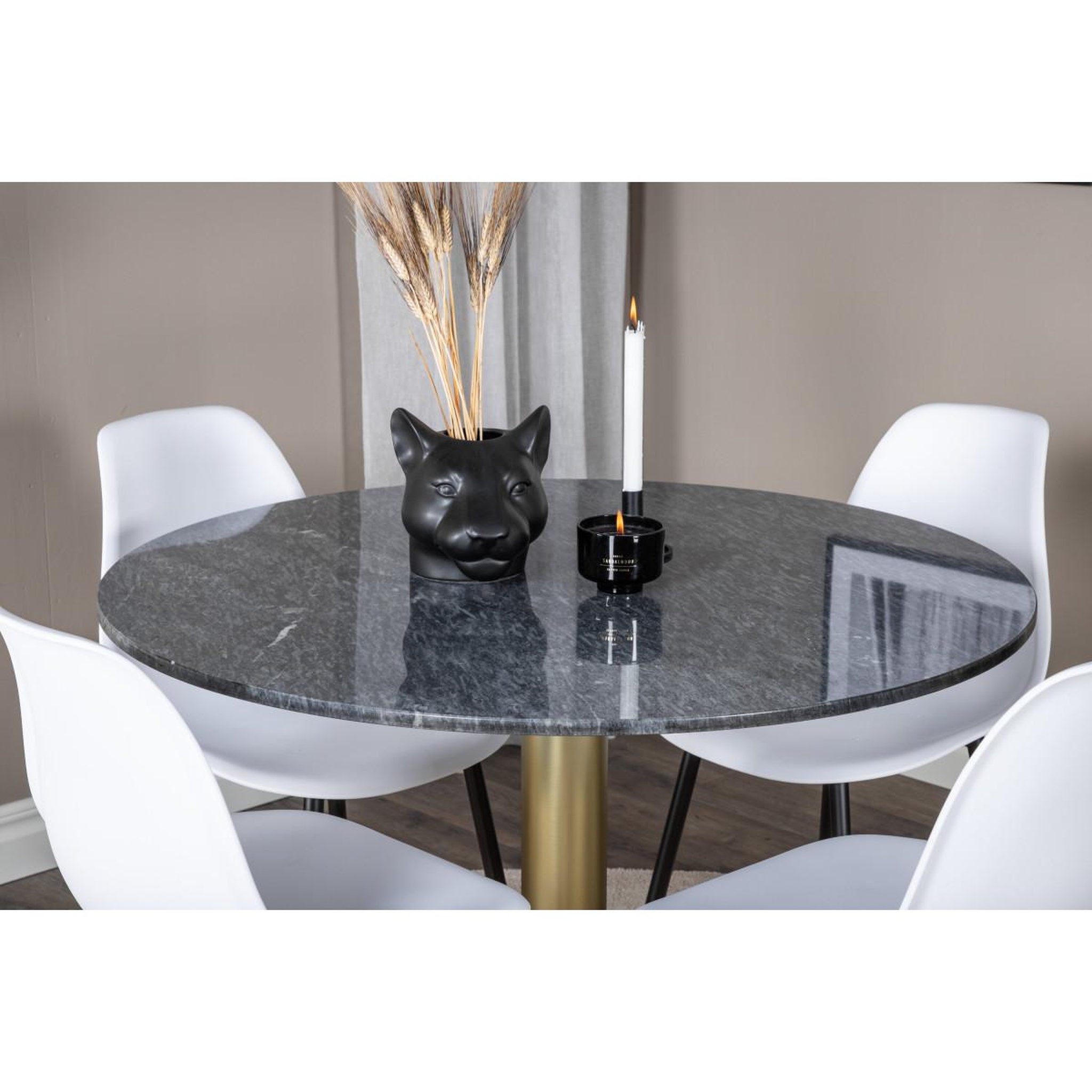 Voir la diapositive 6 : Paris Prix Ensemble table à manger & 4 chaises  estelle & polar  106cm gris foncé & blanc