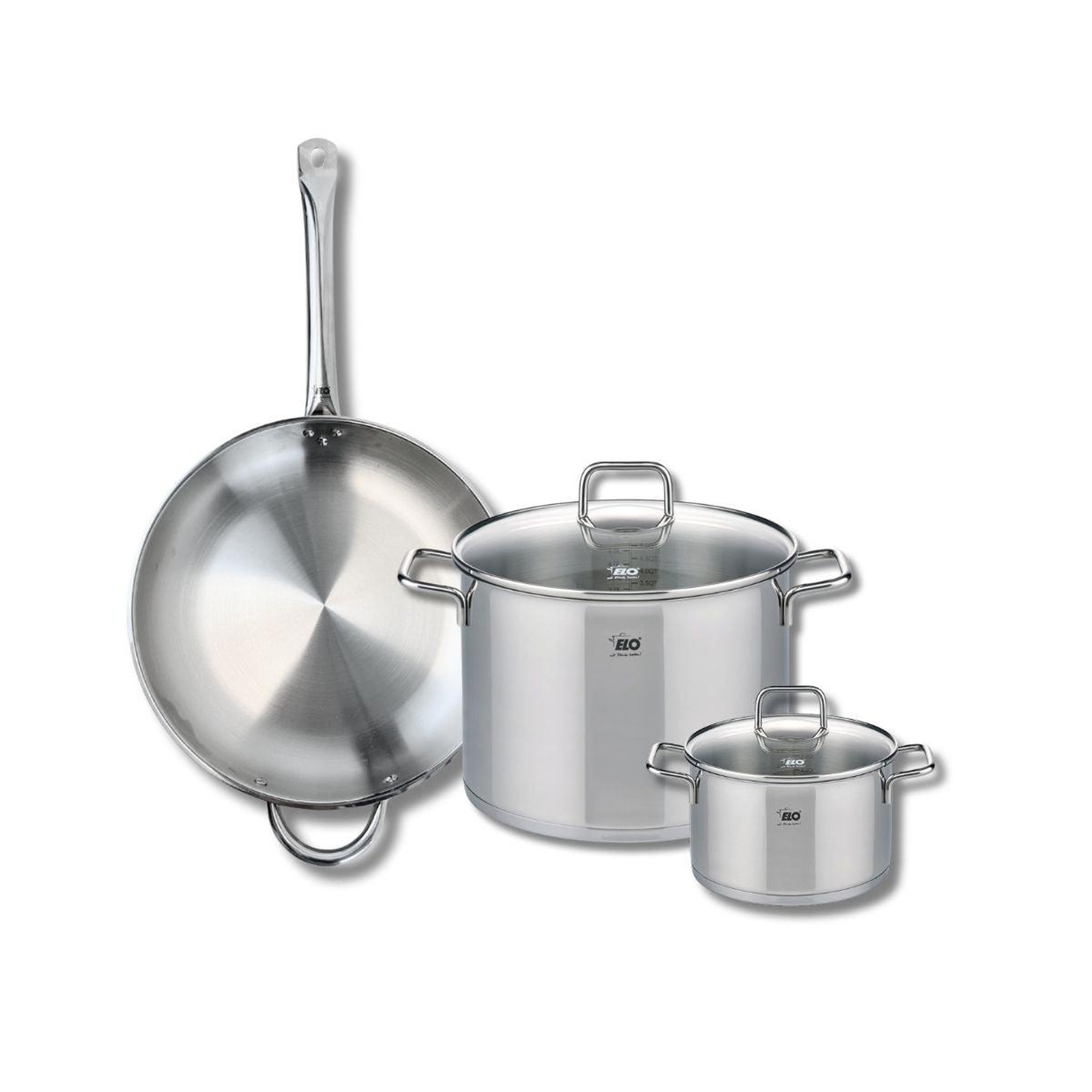 ELO Ensemble de 1 poêle de cuisson 32 cm et 2 faitouts 16 et 26 cm elo profi citrin