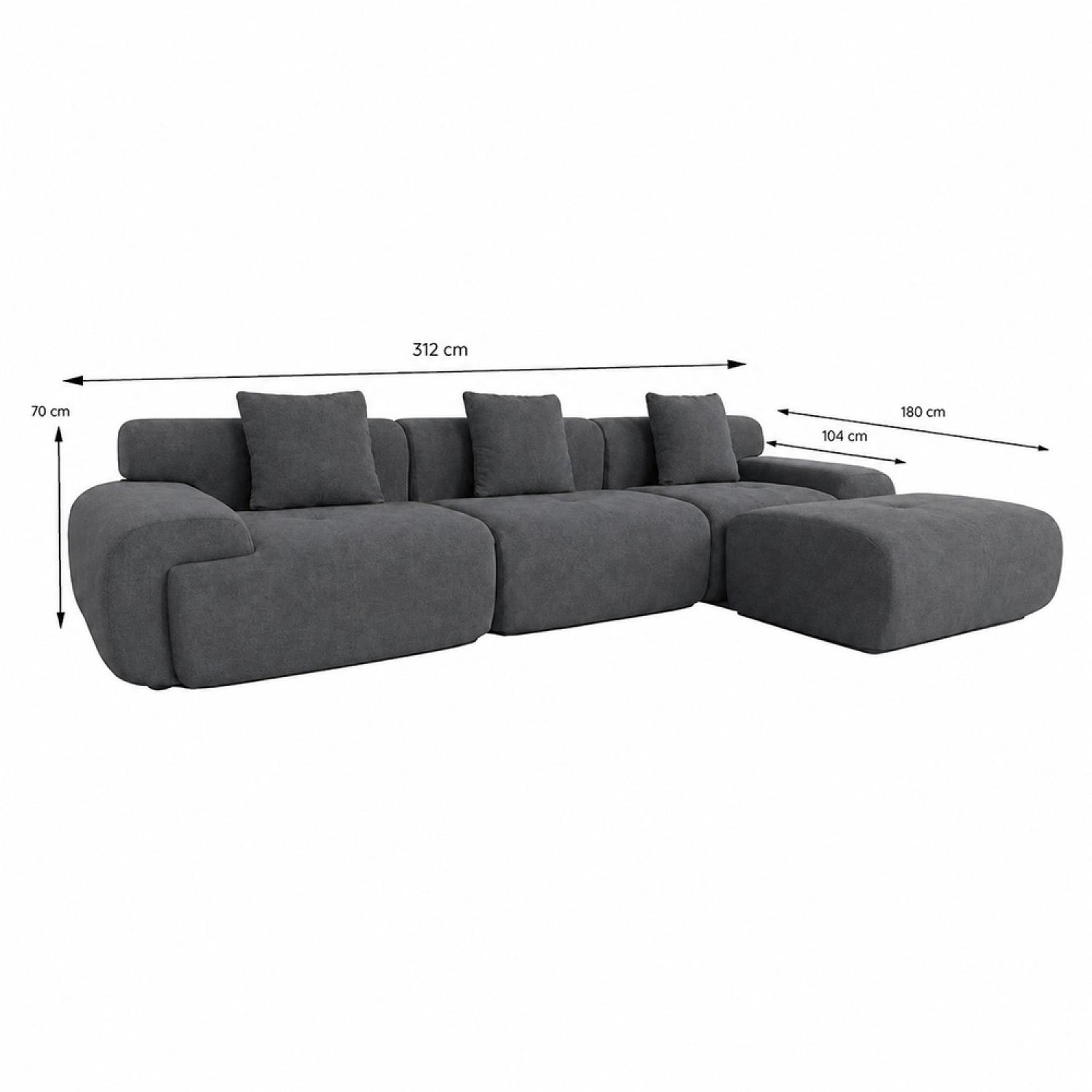 Voir la diapositive 3 : CONCEPT USINE Canapé nuage compressé modulable en tissu chenille gris 4-5 places sheffield