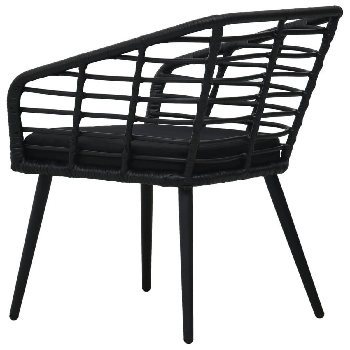 VIDAXL Chaises de jardin lot de 2 avec coussins Resine tressee Noir