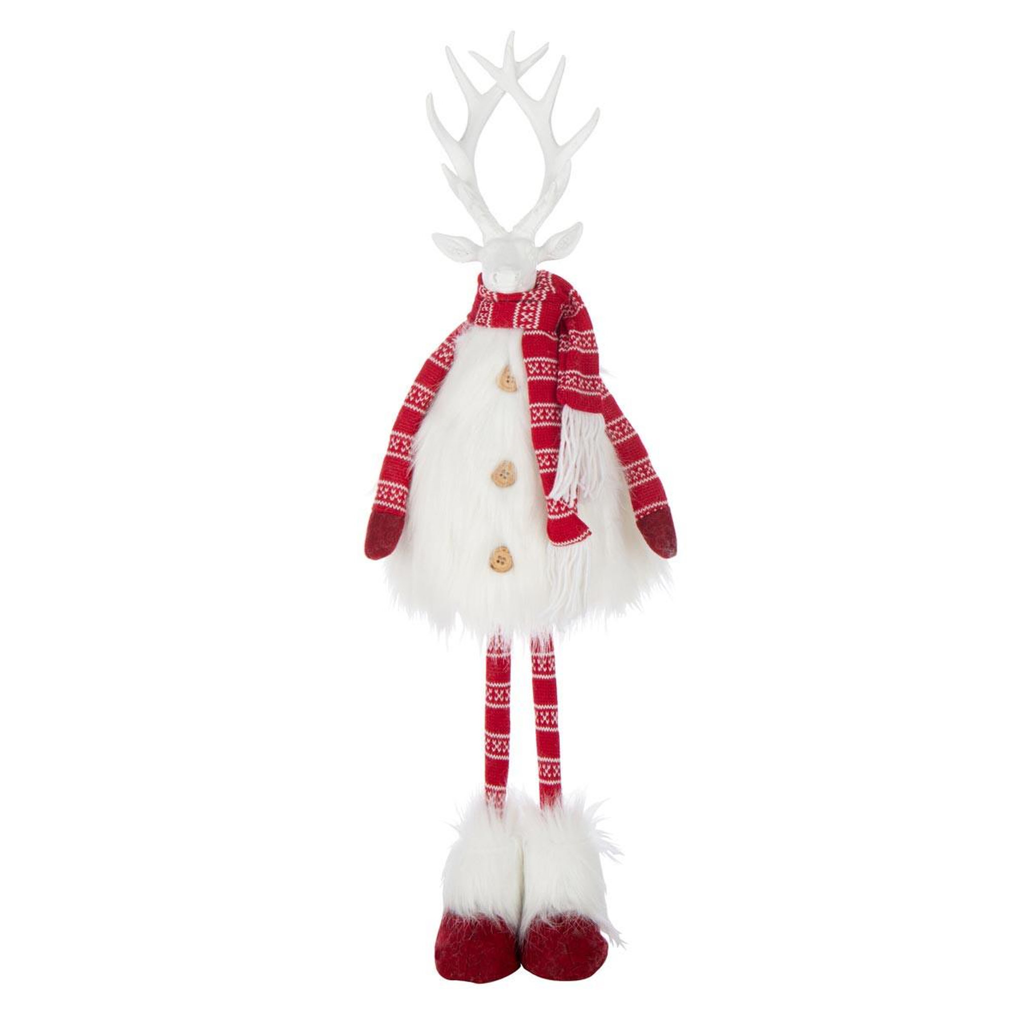 J-LINE Cerf imitation fourrure  foulard  77cm blanc & rouge