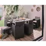 BEST MOBILIER Sunny - salon de jardin encastrable 10 places - en résine tressée, plateau polywood - avec housse de protection -
