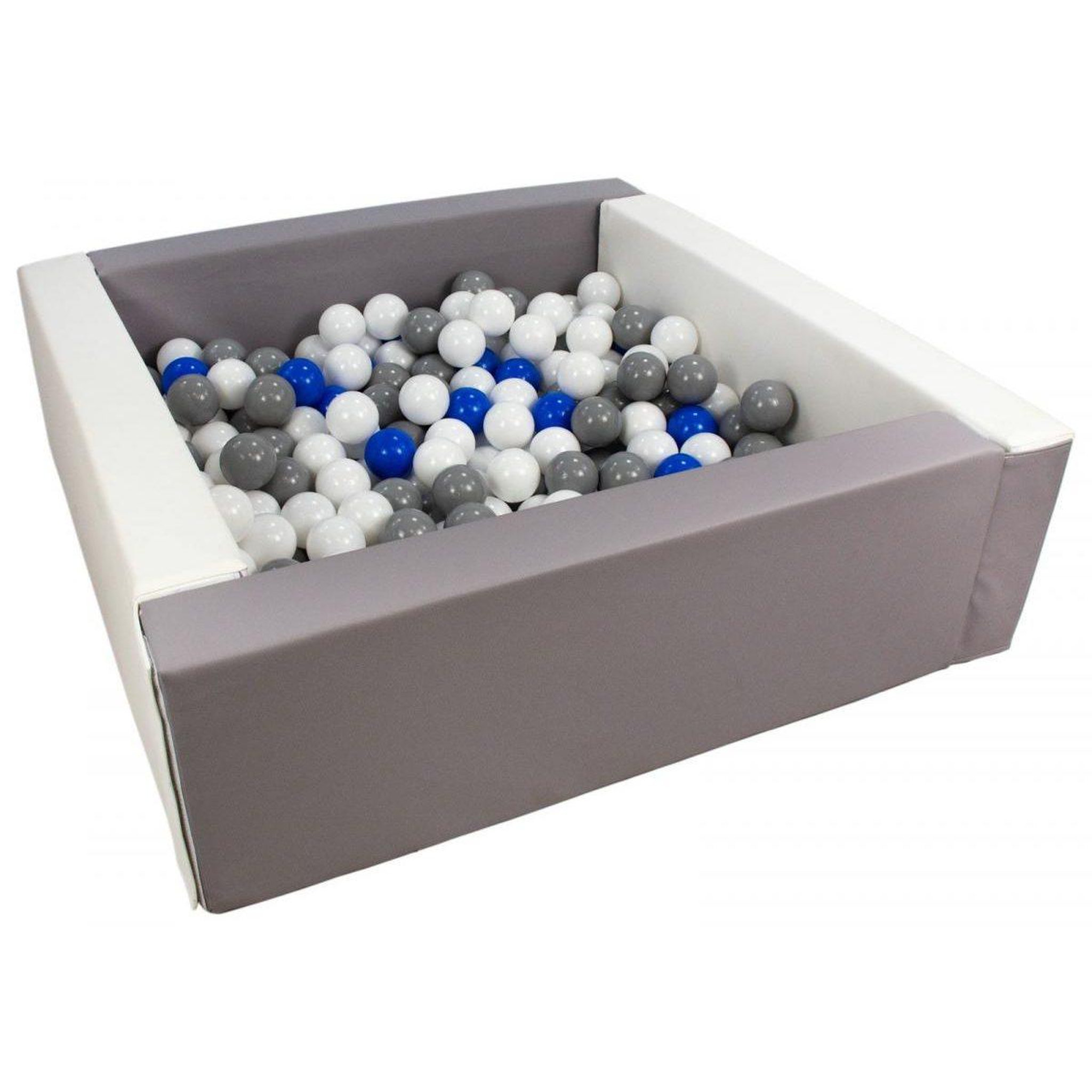 VELINDA Piscine à balles carrée avec 300 balles - blanc, gris/blanc, bleu, gris