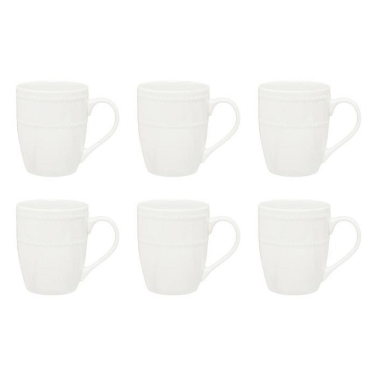 SECRET DE GOURMET Lot de 6 Mugs en Porcelaine  Perle  35cl Blanc