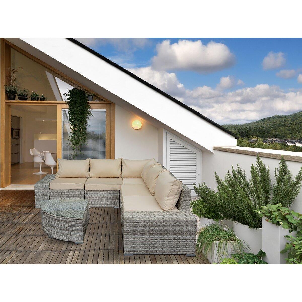 Habitat et Jardin Salon de jardin en résine tressée  Milo  - 5 places - Gris