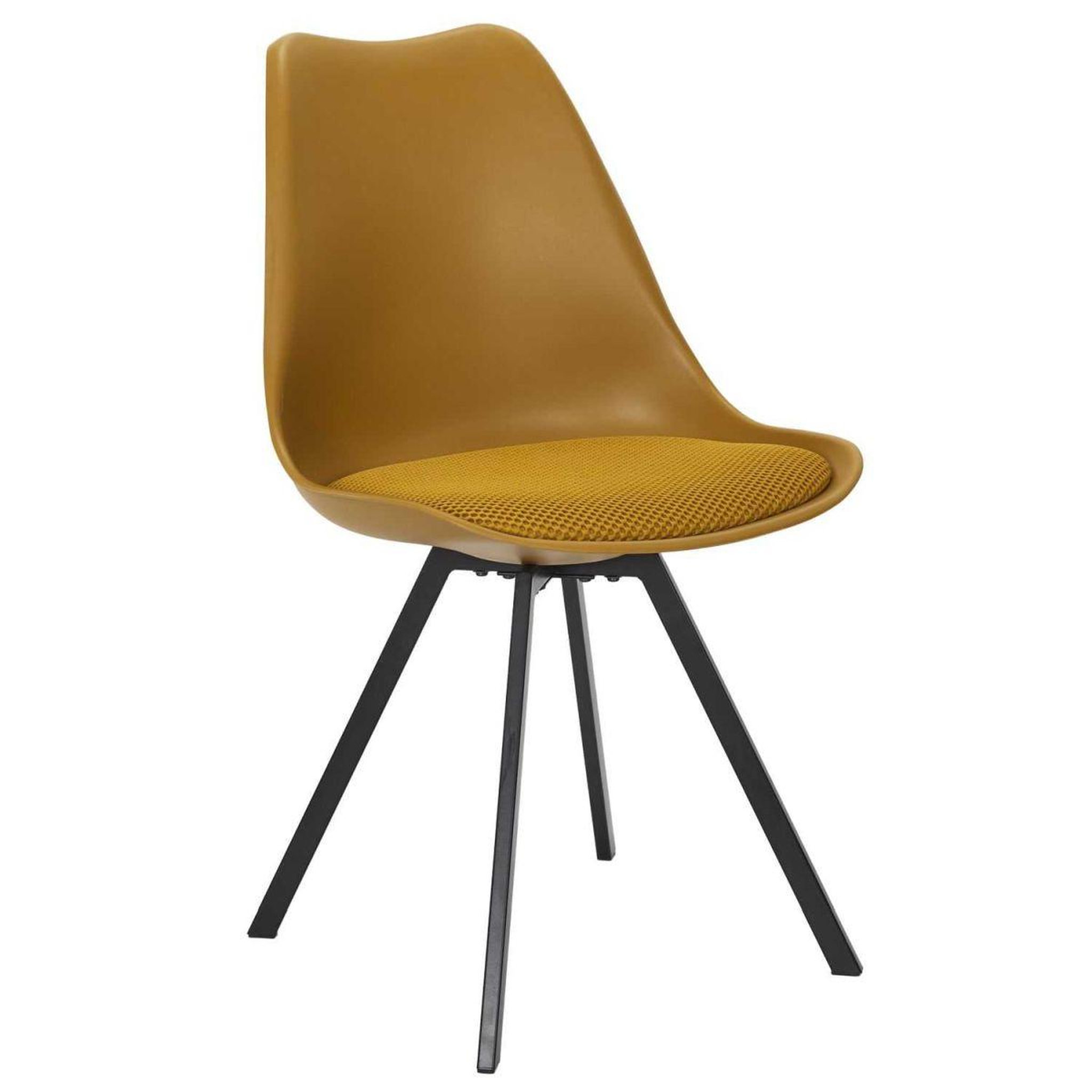 Voir la diapositive 2 : The Home Deco Factory Lot de 4 chaises avec coussin  atome  82cm jaune
