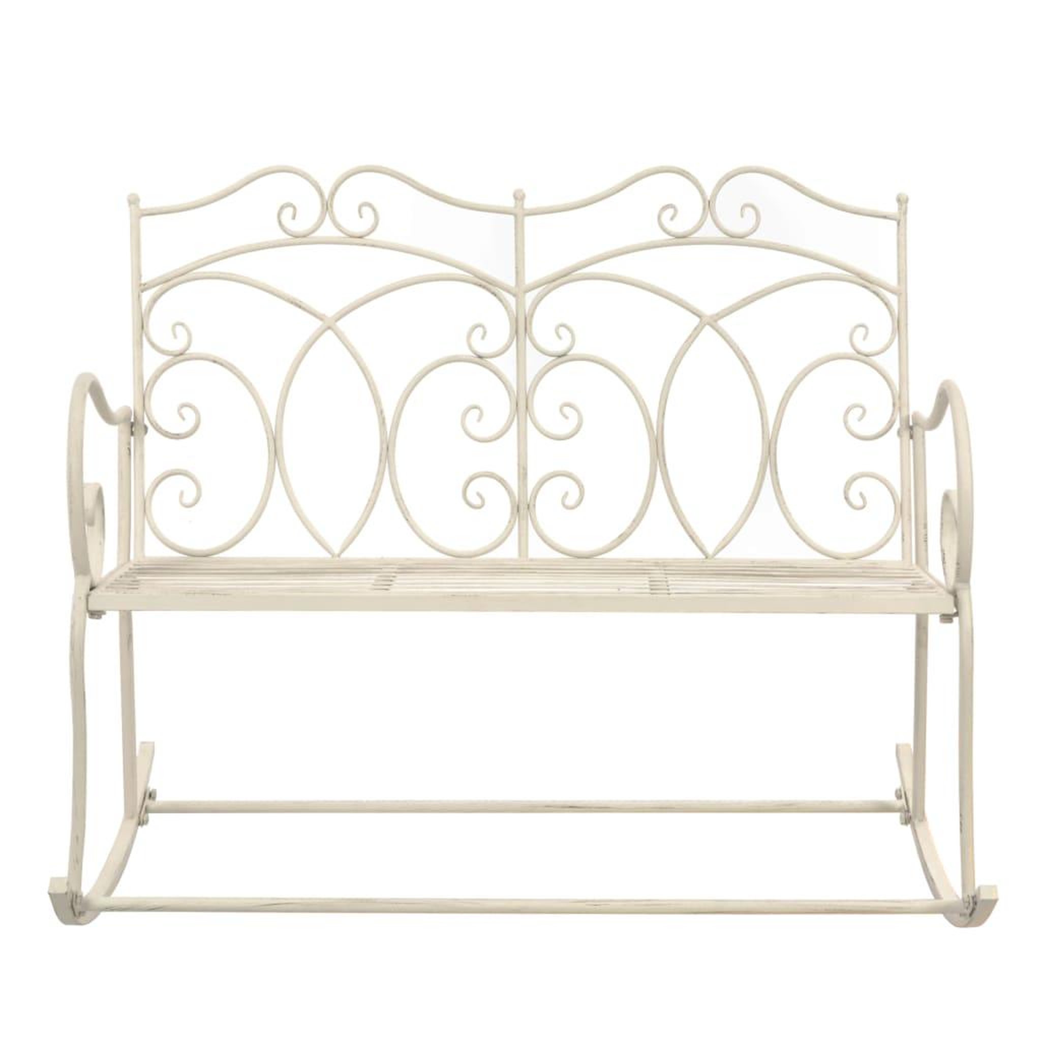 Voir la diapositive 2 : VIDAXL Banc de jardin 104 cm Fer Blanc antique