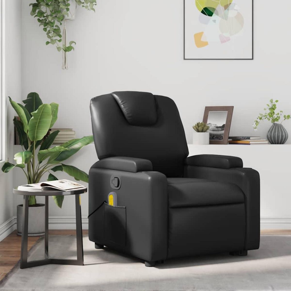 VIDAXL Fauteuil de massage inclinable Noir Similicuir