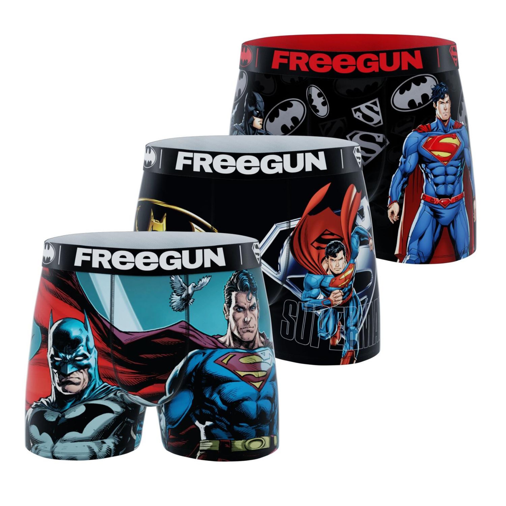FREEGUN Lot de 3 boxers homme dc comics. Coloris disponibles : Bleu
