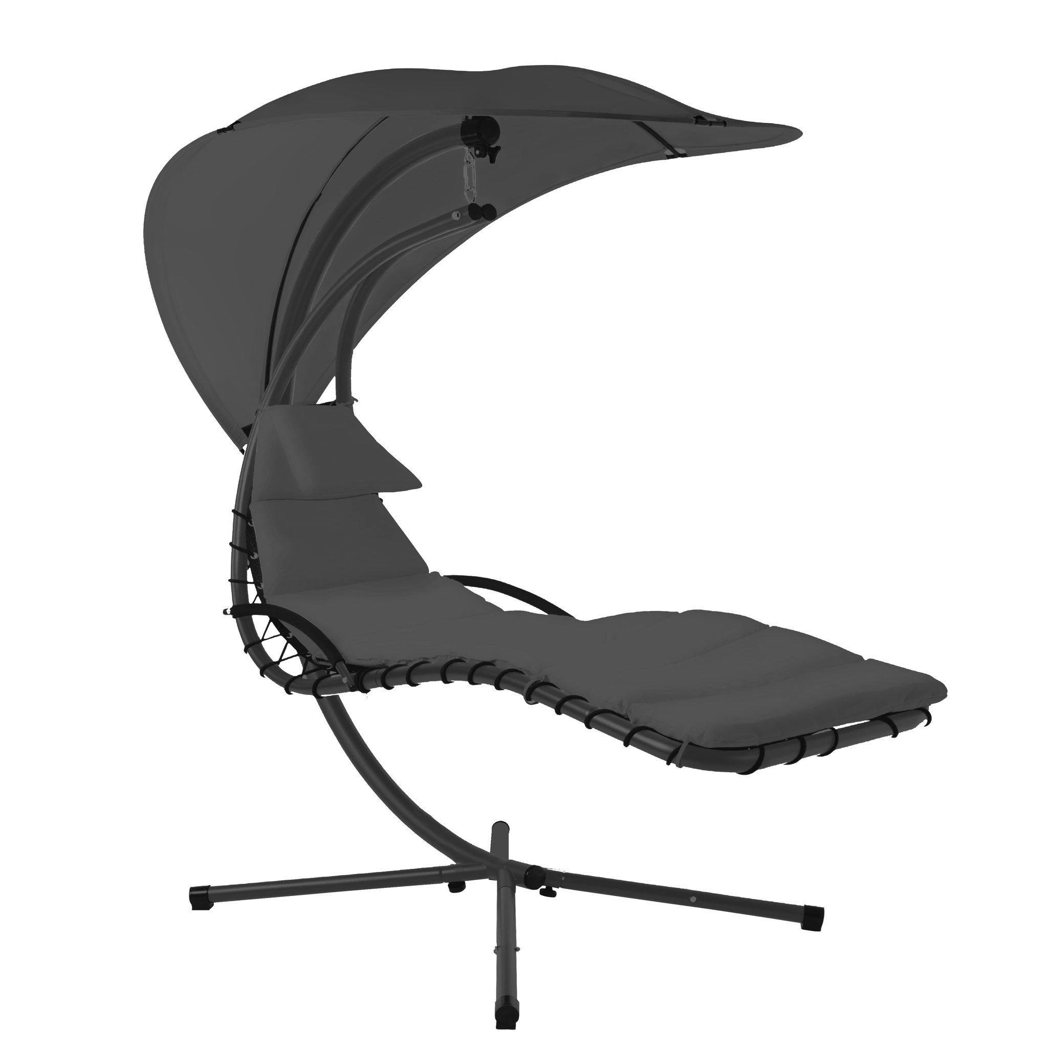 Voir la diapositive 2 : GARDENSTAR Fauteuil suspendu de jardin - Acier et polyester - Gris - 128x190x200cm