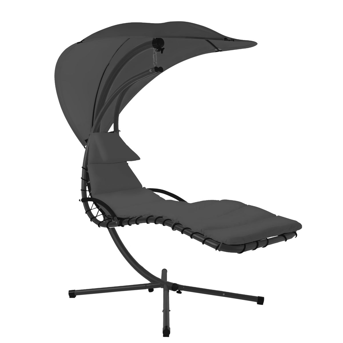 GARDENSTAR Fauteuil suspendu de jardin - Acier et polyester - Gris - 128x190x200cm