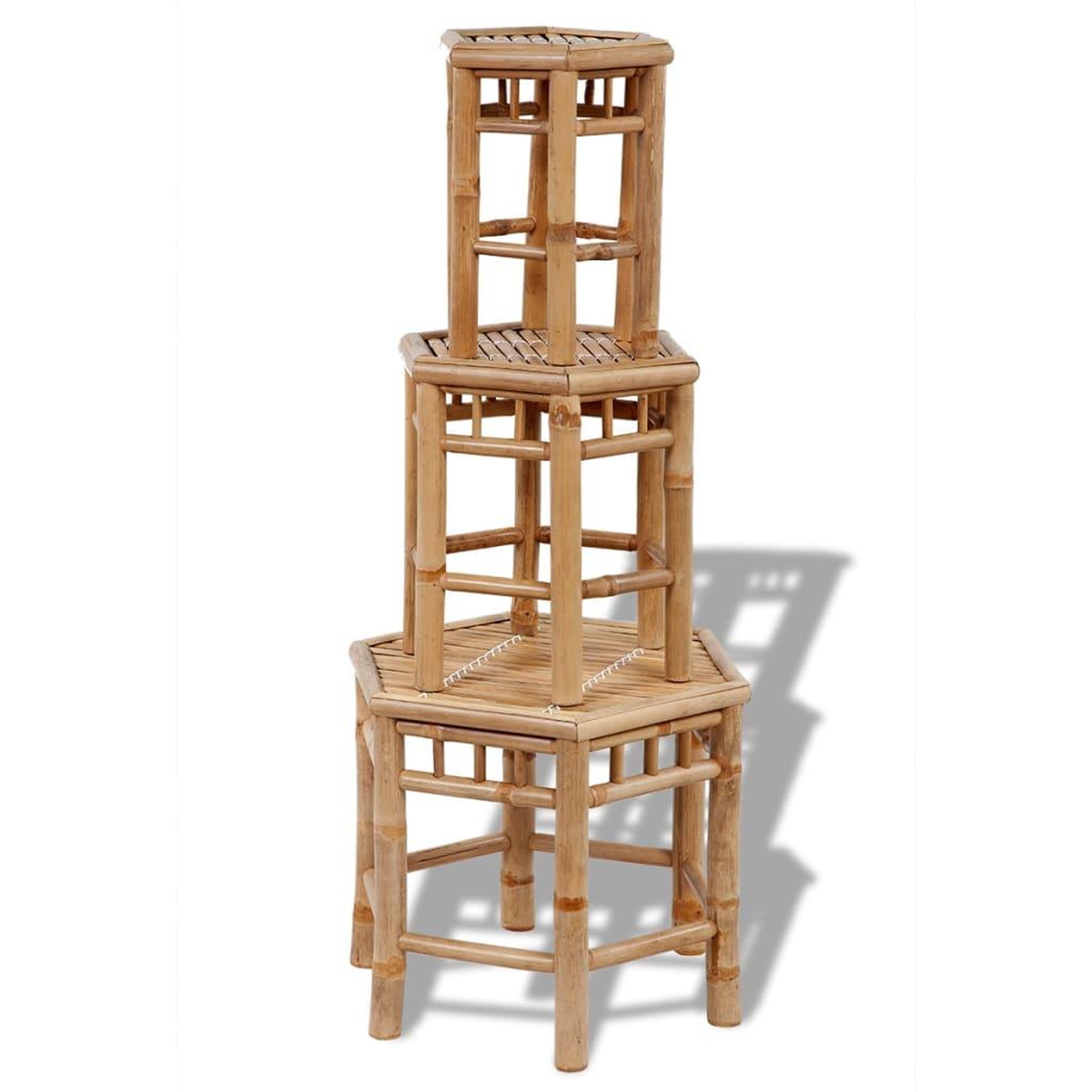 Voir la diapositive 3 : VIDAXL Tabourets de jardin lot de 3 bambou