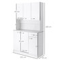 Voir la diapositive 3 : HOMCOM Buffet haut multi-rangement - 6 portes, tiroir, grand plateau - dim. 101L x 39l x 180H cm - panneaux particules blanc gris