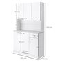Voir la diapositive 3 : HOMCOM Buffet haut multi-rangement - 6 portes, tiroir, grand plateau - dim. 101L x 39l x 180H cm - panneaux particules blanc gris