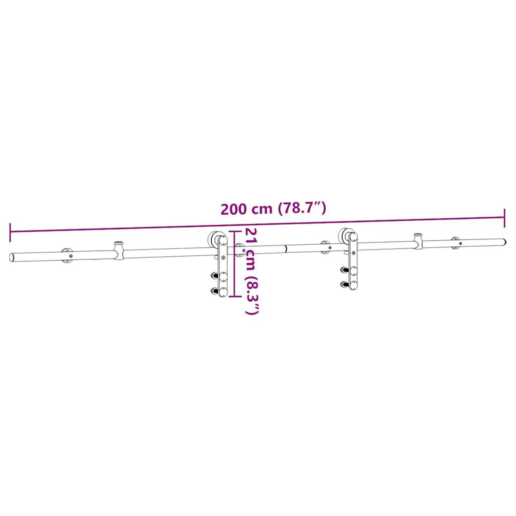 Voir la diapositive 6 : VIDAXL Kit fixation porte coulissante 200 cm Acier inoxydable Argente