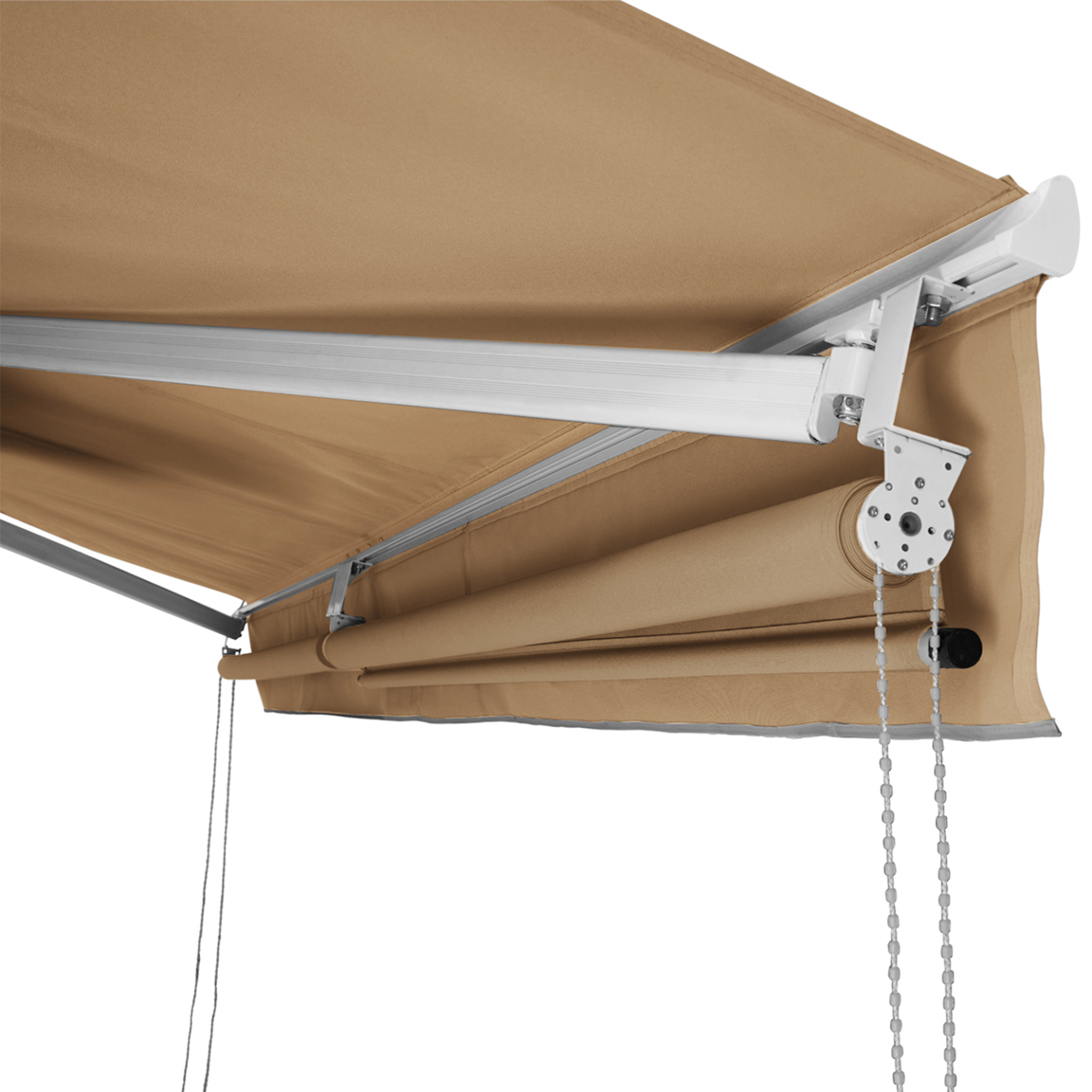 Voir la diapositive 6 : ID MARKET Store banne manuel 4x3 m taupe lambrequin h.1,40 m