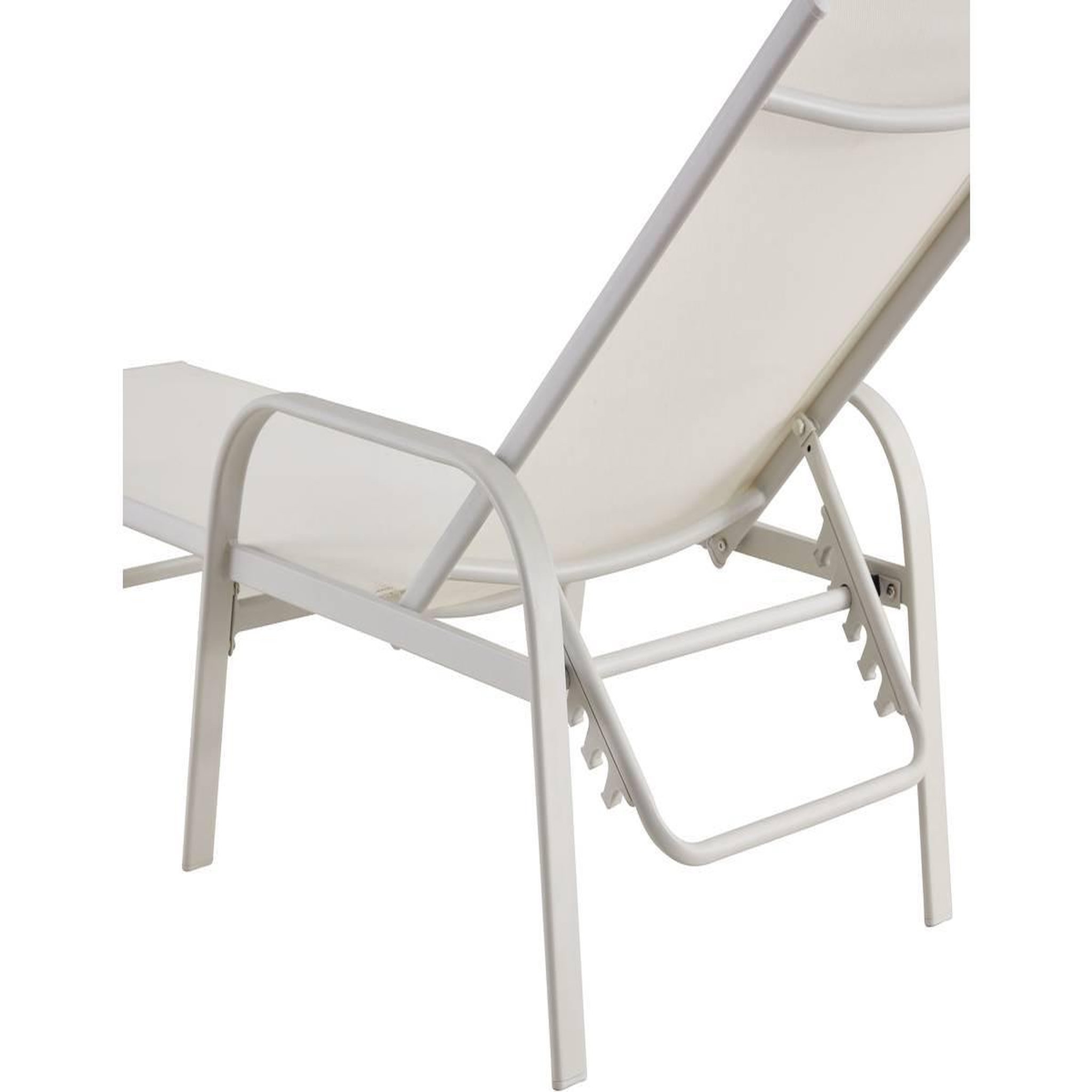 Voir la diapositive 3 : Habitat et Jardin Lot de 2 bains de soleil en métal avec accoudoirs  farniente  - blanc