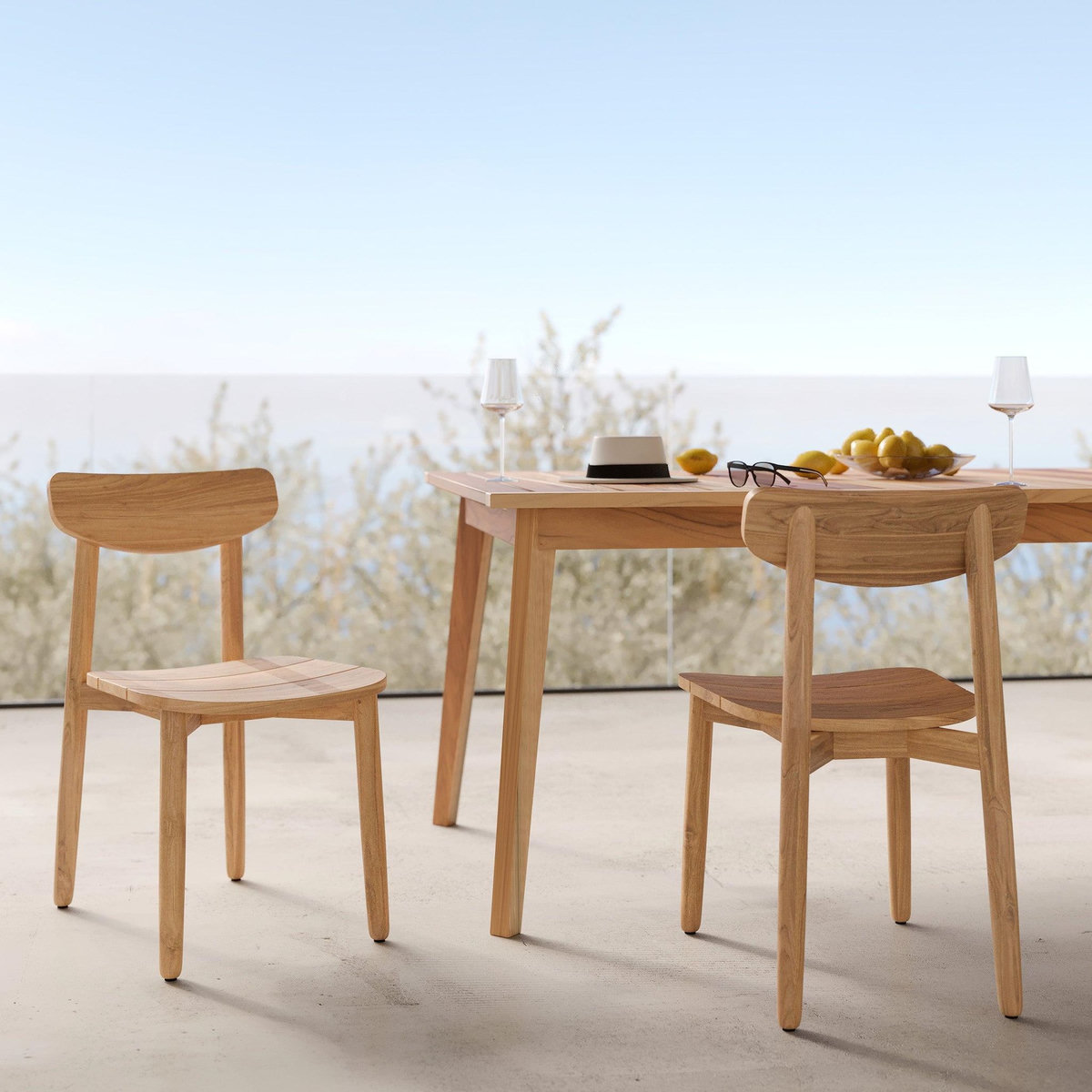 Rendez vous déco Lot de 2 chaises de jardin en bois de teck recyclé-Lufy