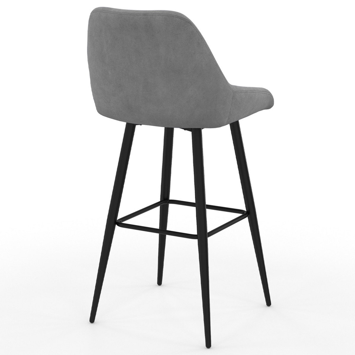 ID MARKET Lot de 4 tabourets de bar THALYA en velours mix color bleu, gris clair, gris foncé, jaune