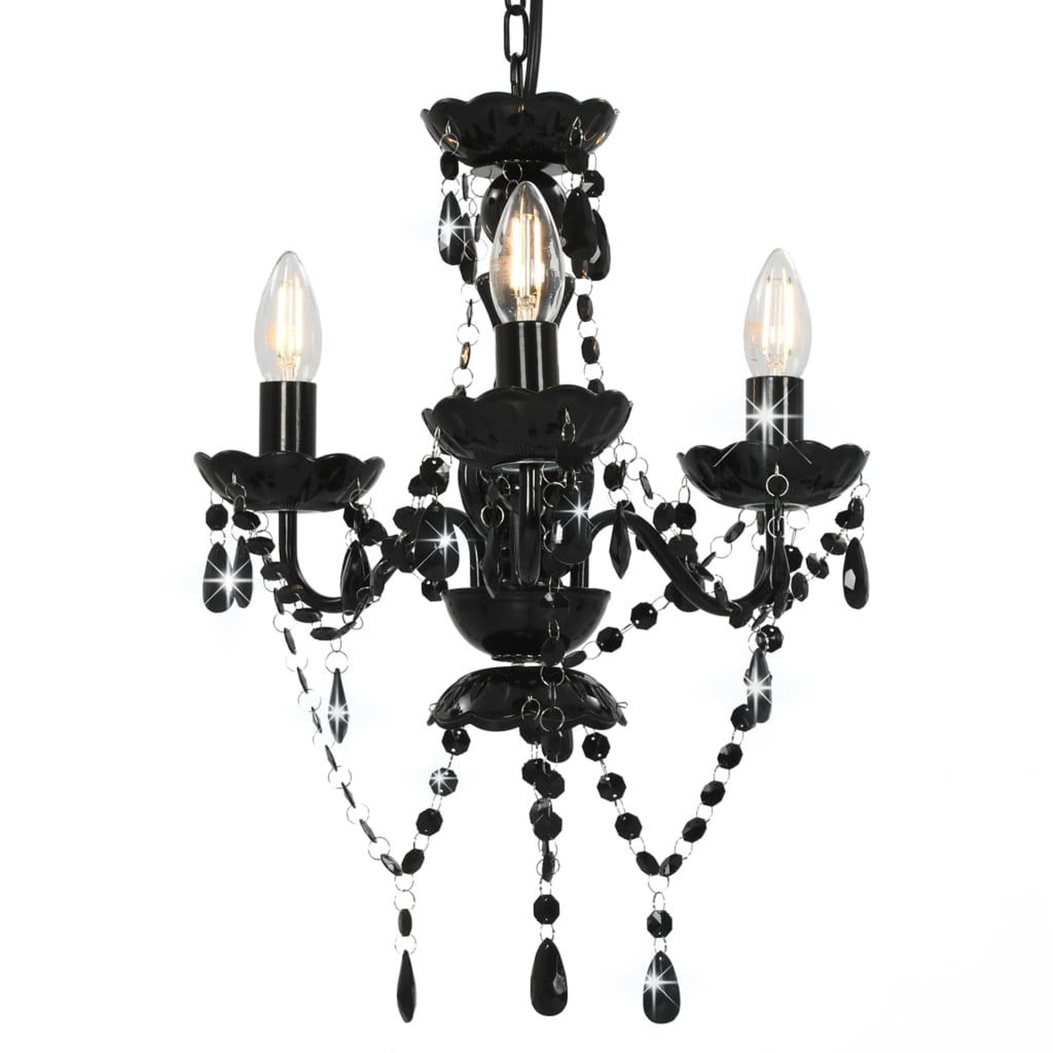 Voir la diapositive 3 : VIDAXL Lustre avec perles Noir Rond 3 x E14