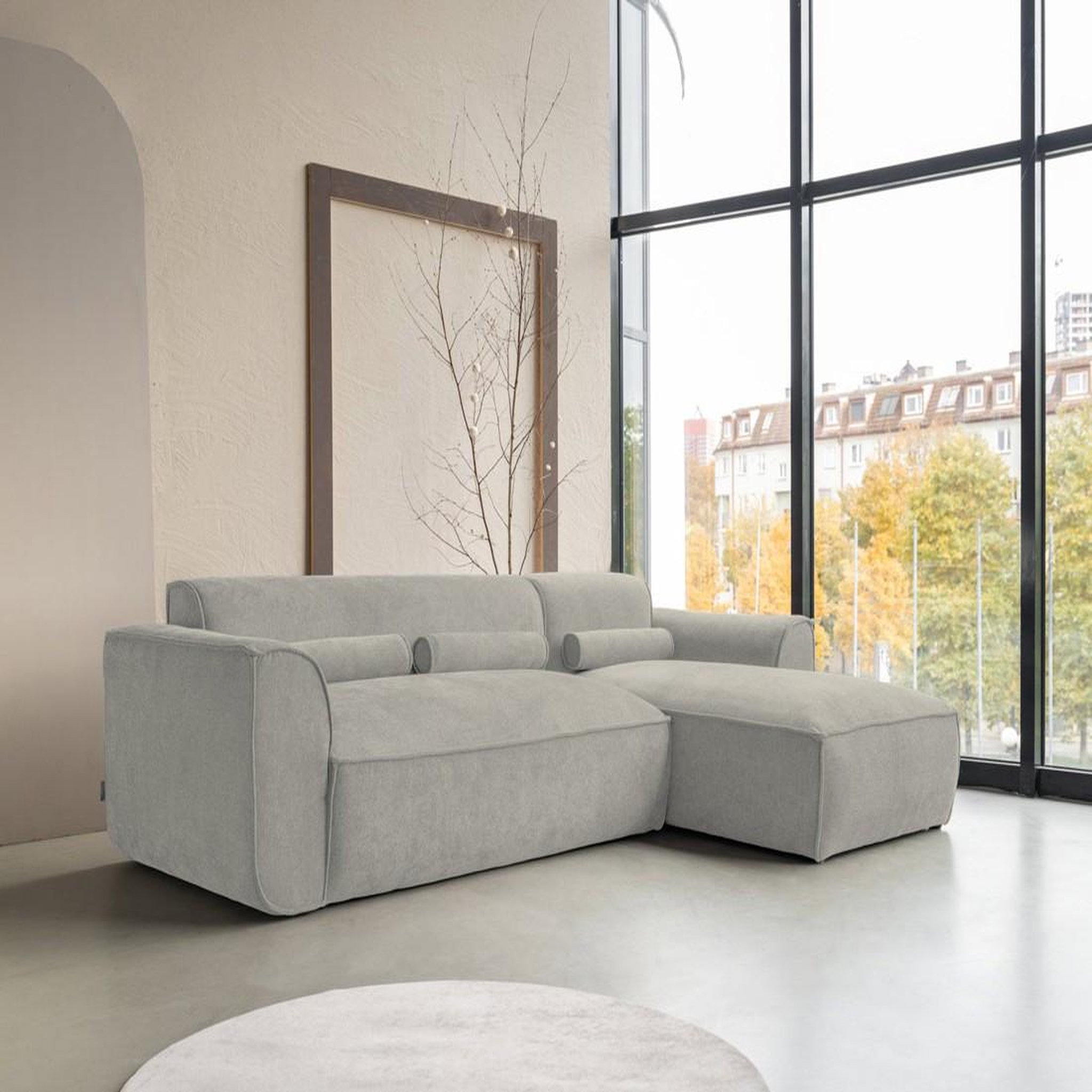 Voir la diapositive 2 : BEST MOBILIER Felix - canapé modulable d'angle droit 4 places en tissu texturé
