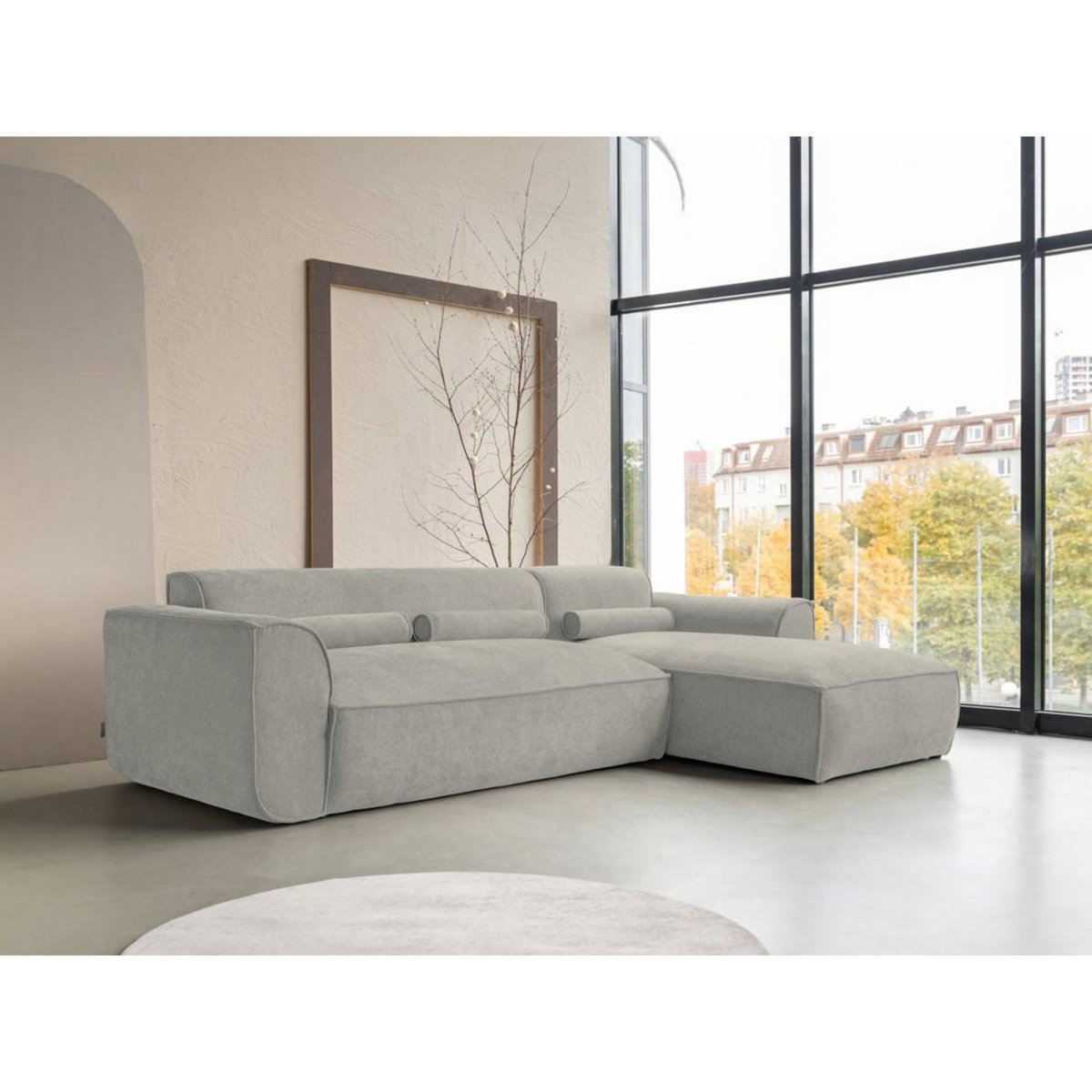 BEST MOBILIER Felix - canapé modulable d'angle droit 4 places en tissu texturé