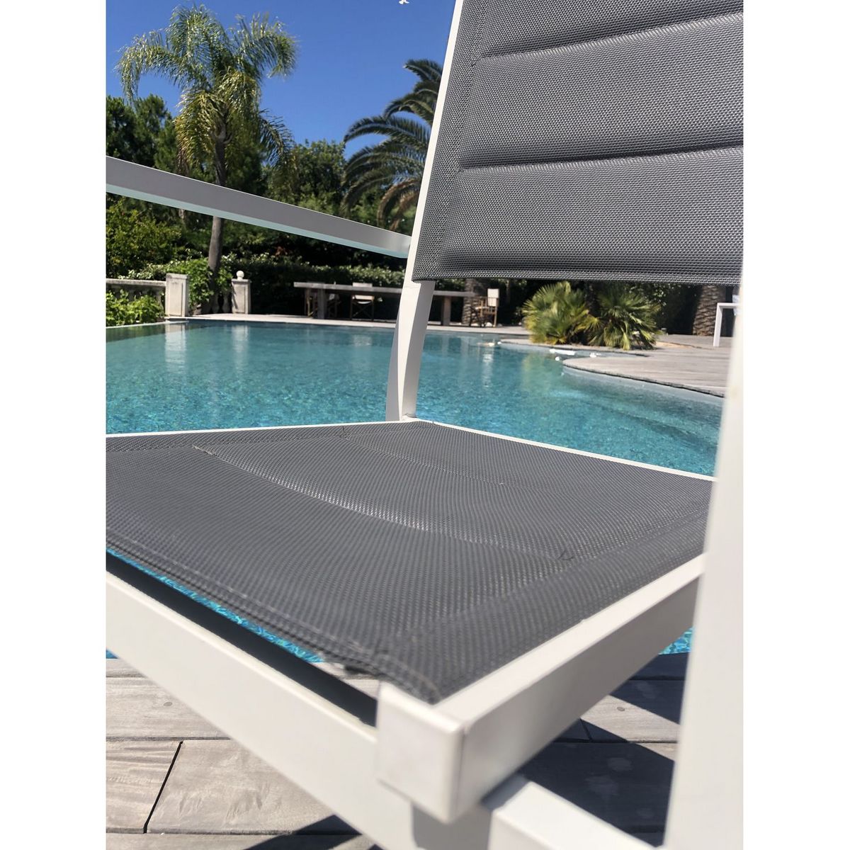 GIvex Lot de 8 fauteuils de jardin - Blanc et gris - ROMA