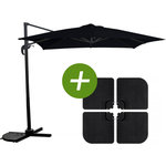 Habitat et Jardin Parasol jardin déporté  Soleil  - Carré - 2.5 x 2.5 m - Noir + Dalles à lester incluses