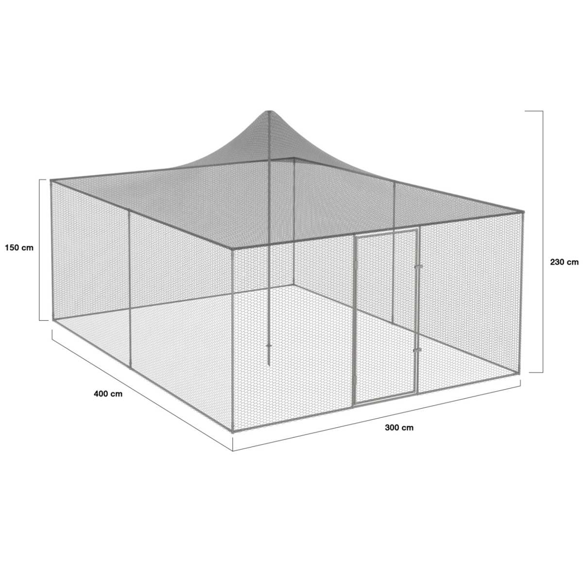 ID MARKET Volière 12m² enclos poulailler 3x4M parc grillagé toit filet acier galvanisé