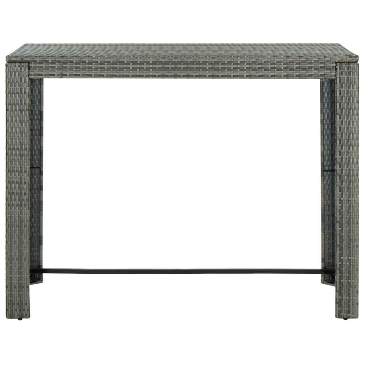 VIDAXL Table de bar de jardin Gris 140,5x60,5x110,5 cm Resine tressee