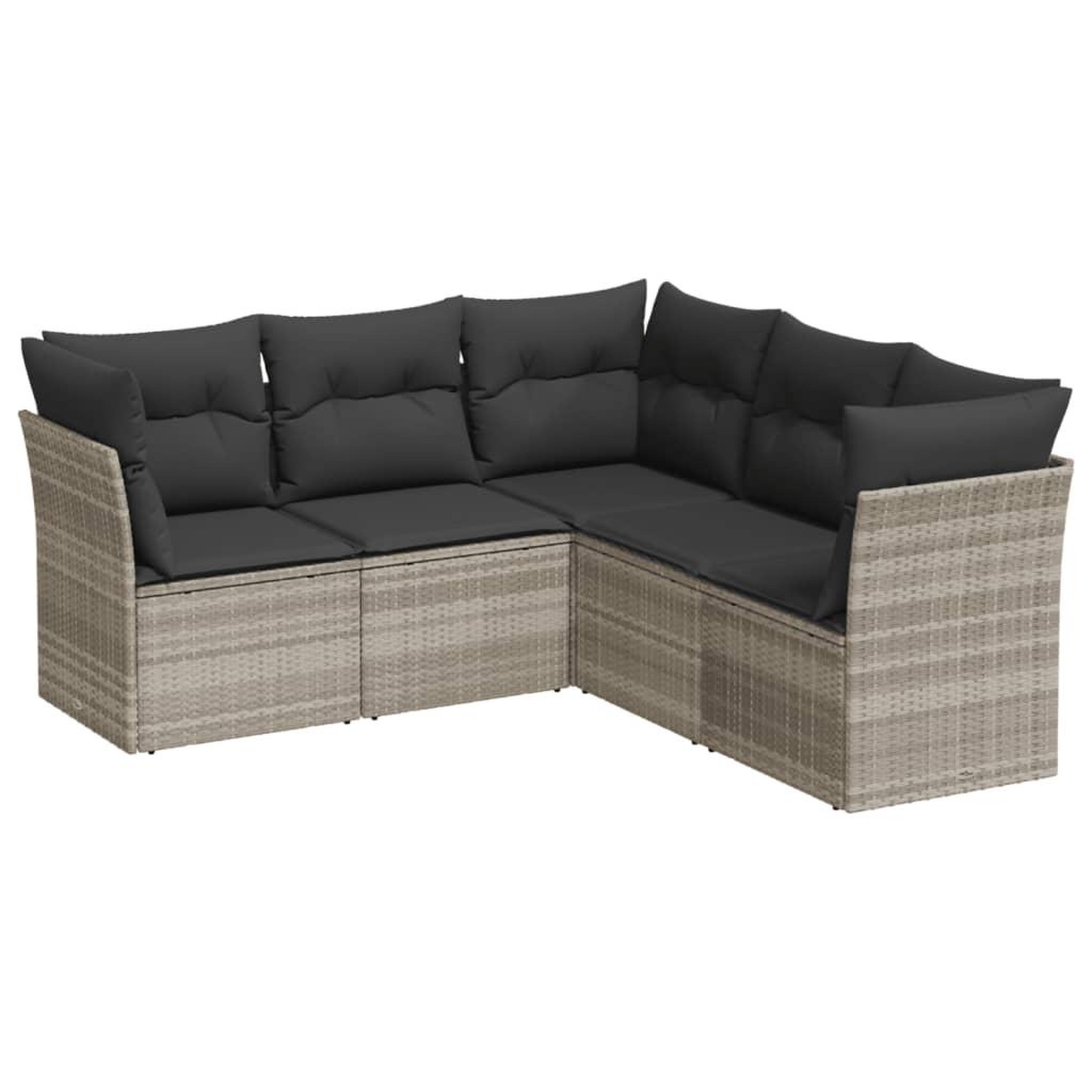 Voir la diapositive 2 : VIDAXL Salon de jardin 5 pcs avec coussins gris clair resine tressee
