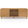 Voir la diapositive 3 : ID MARKET Meuble TV 140 cm JULIE 2 portes lattes tasseau bois coloris chêne