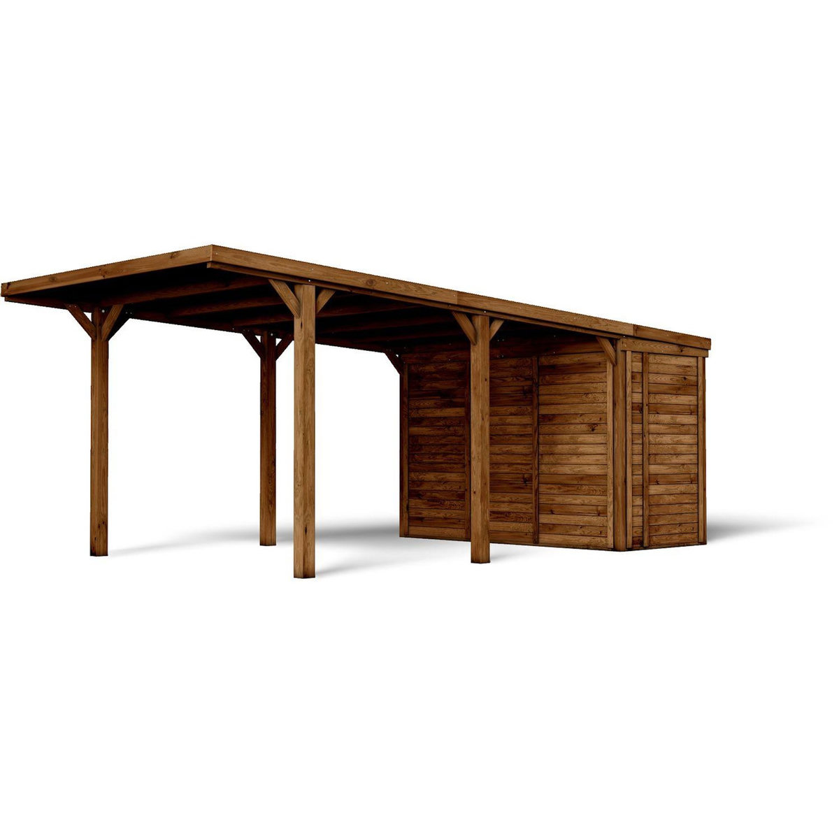 Forest Style Carport avec remise - Bois traité autoclave - 15,8+4m² - LEON