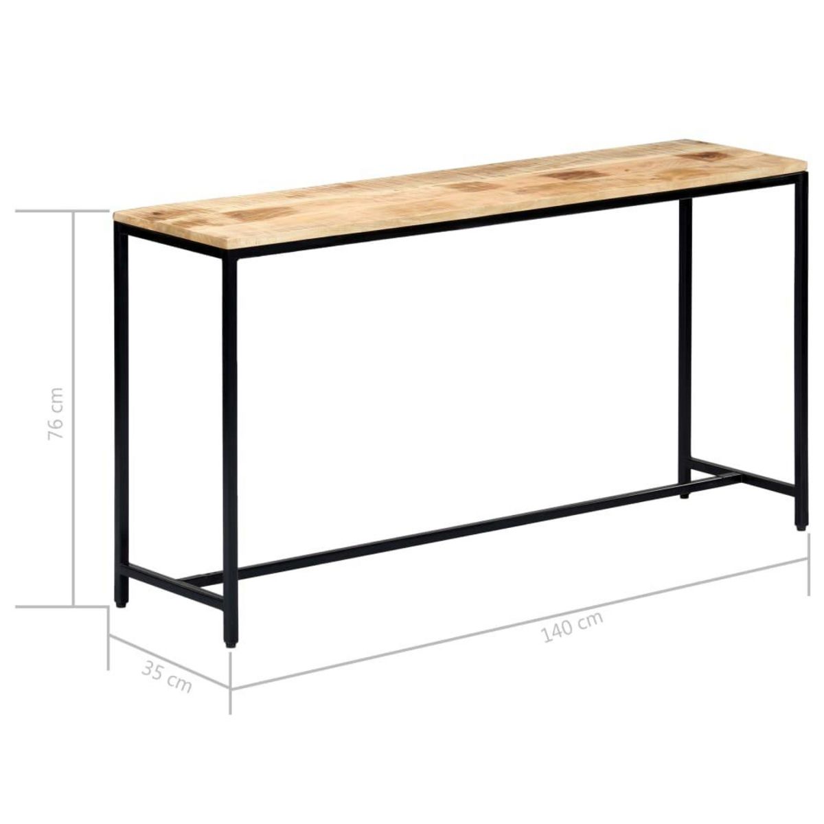 VIDAXL Table console 140 x 35 x 76 cm Bois de manguier massif brut