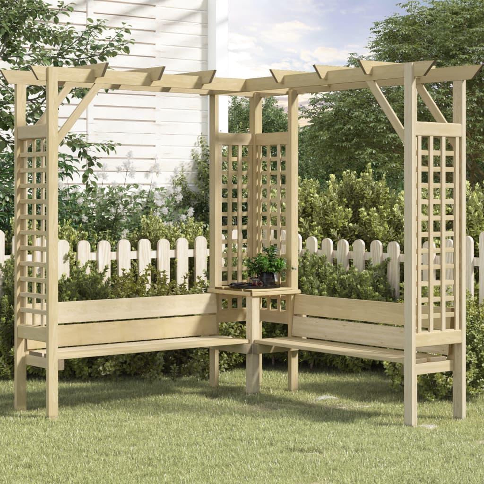 VIDAXL Pergola d'angle avec banc Bois de pin impregne