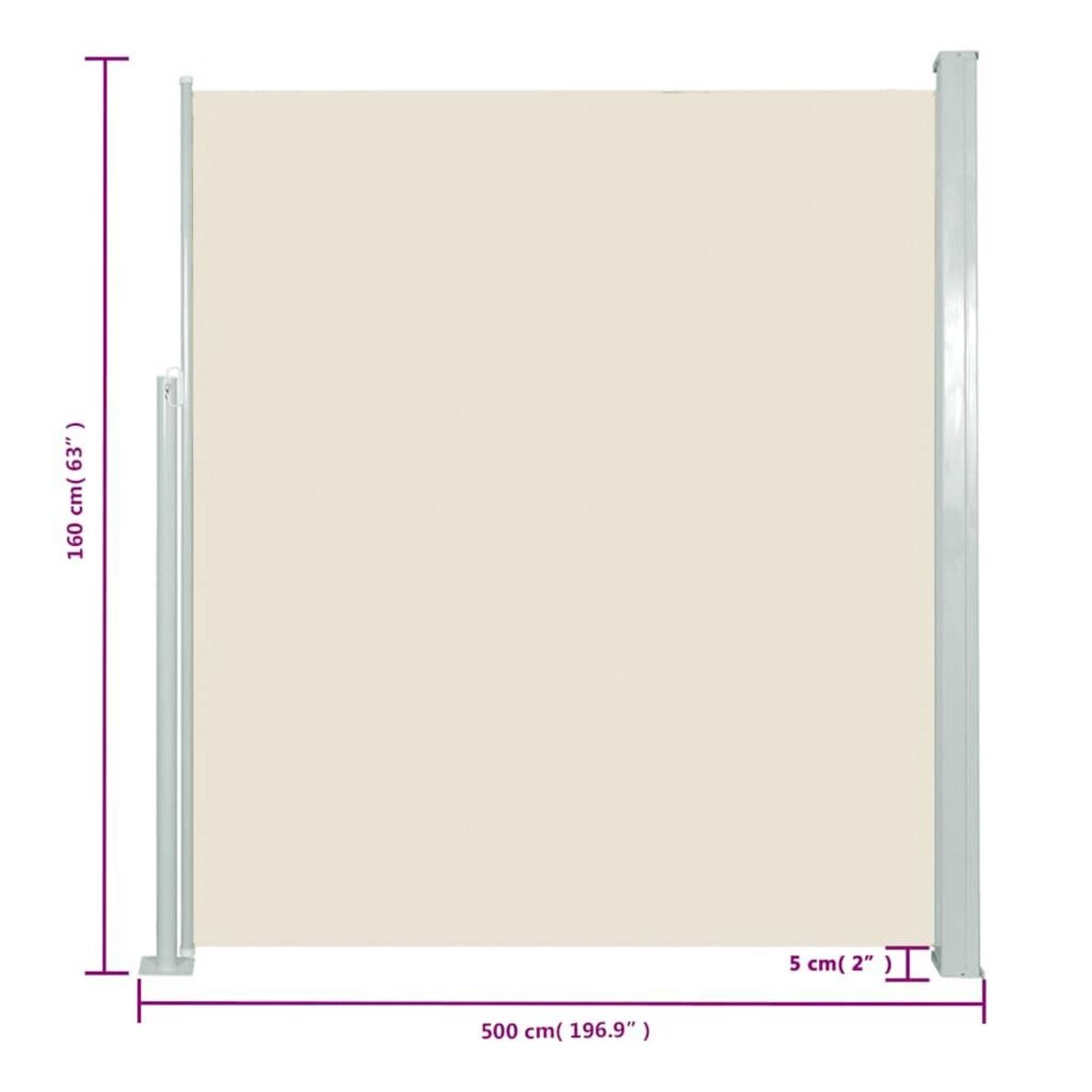 VIDAXL Auvent lateral retractable 160 x 500 cm Creme