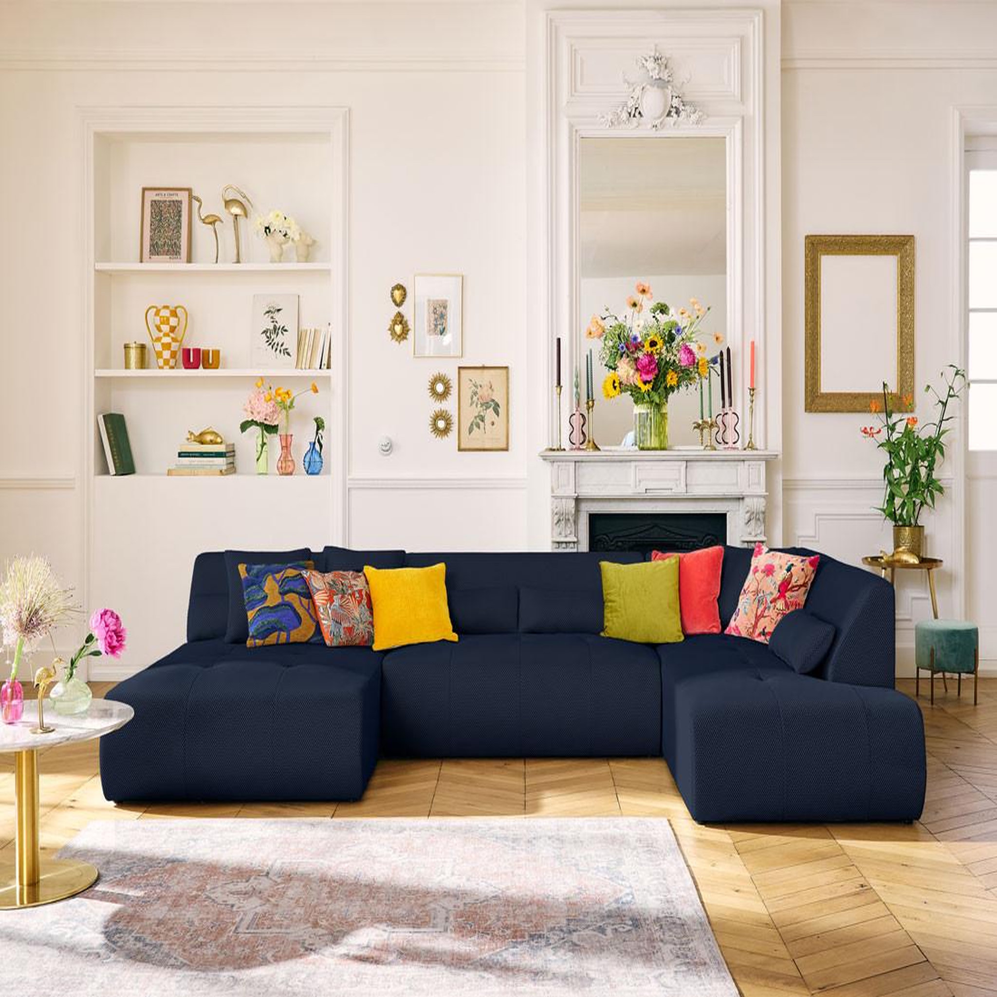 Voir la diapositive 1 : LISA DESIGN Onyx - canapé panoramique modulable d'angle droit - 7 places - en tissu mailles 3d