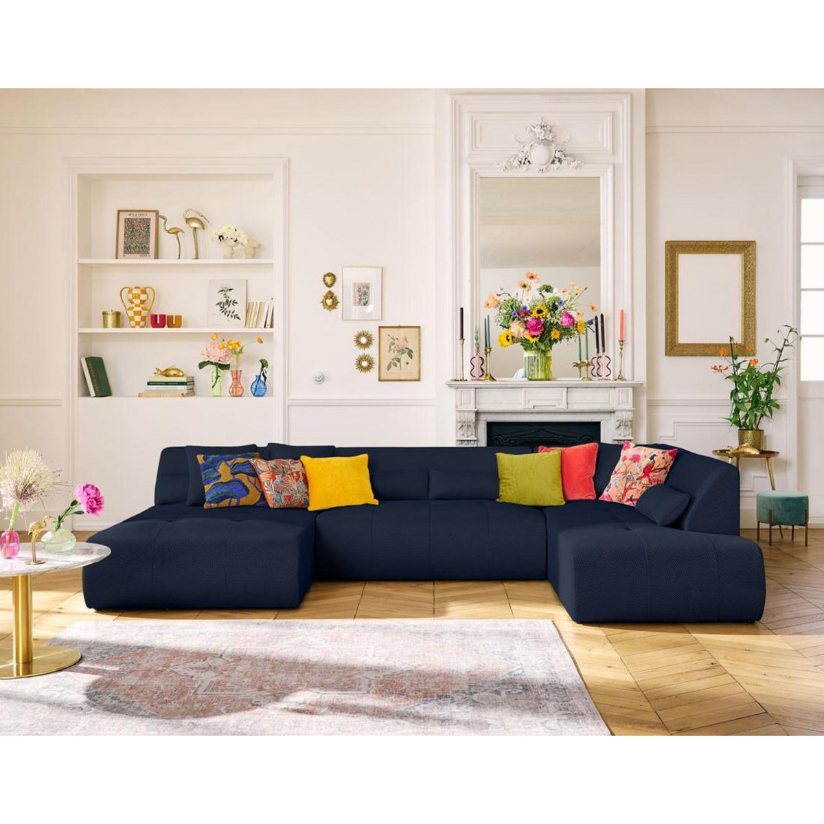 LISA DESIGN Onyx - canapé panoramique modulable d'angle droit - 7 places - en tissu mailles 3d