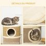 Voir la diapositive 5 : PAWHUT Arbre à chat cylindrique - tour à griffer pour chat - arbre à chat tour - Tonneau griffoir - 3 niches + plateforme - sisal corde d'algues beige