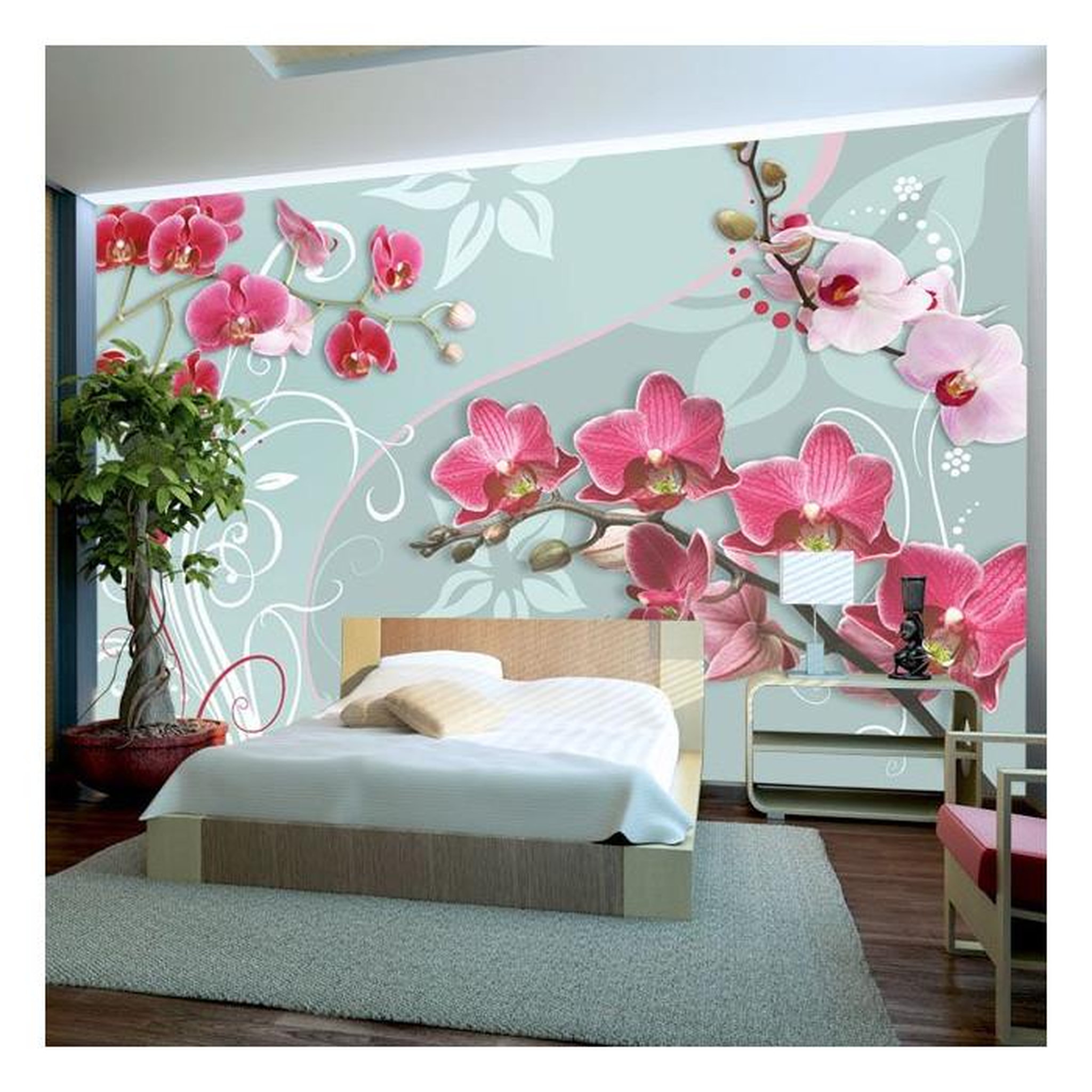 Paris Prix Papier Peint  Pink Orchids Variation II. Coloris disponibles : Multicolore