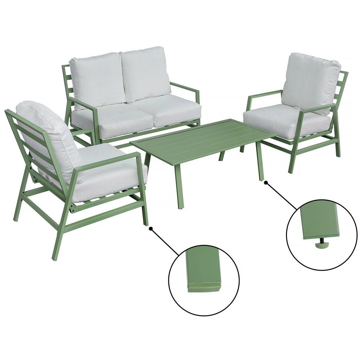 Habitat et Jardin Salon de jardin en métal  Queens  - 4 places - Vert