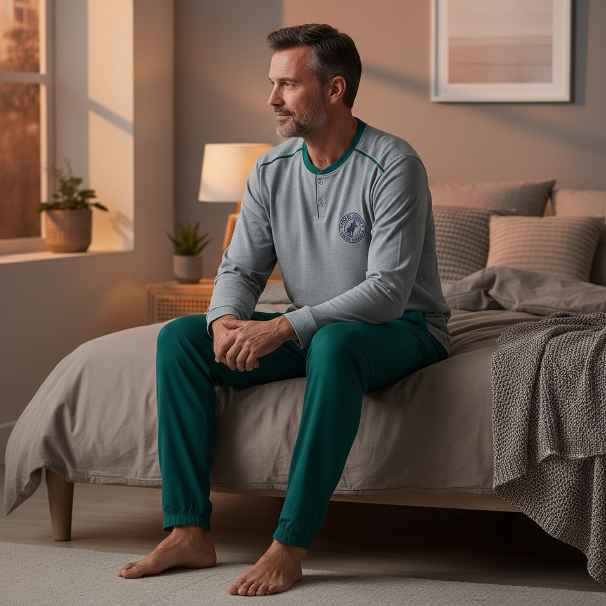Voir la diapositive 4 : OZABI Ozabi pyjama homme doublé polaire écusson brodé