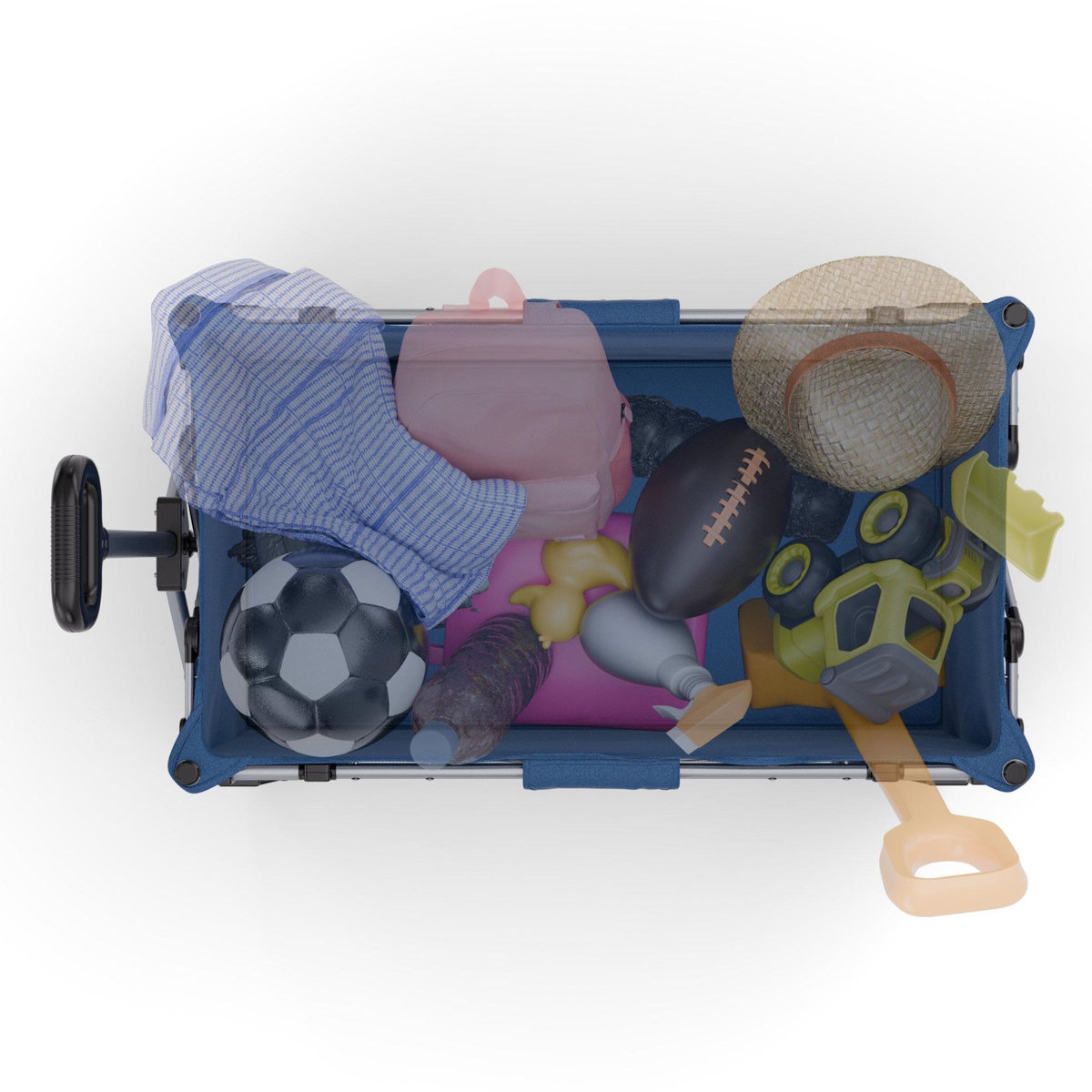 KINDERKRAFT Brouette pliable 130 l tige telescopique roues 360